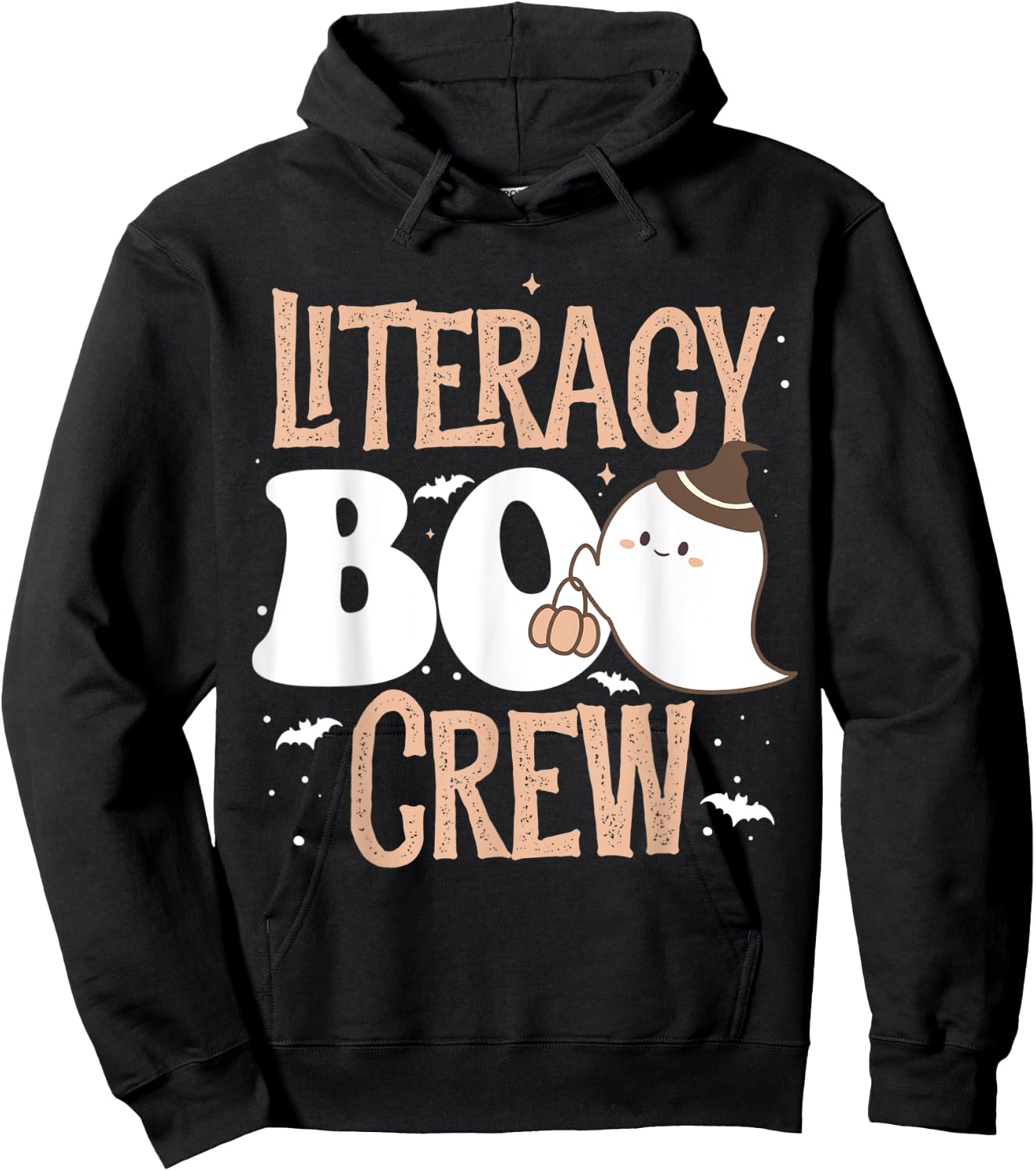 Funny Cute Halloween Literacy BOO Crew Costume Teacher Men Women Kids Hoodie - Hoodie | Black