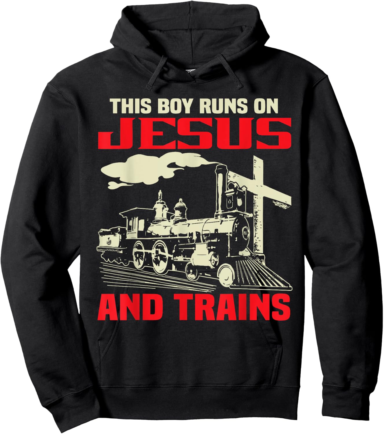 This Boy Runs On Jesus And Trains Hoodie - Hoodie | Black