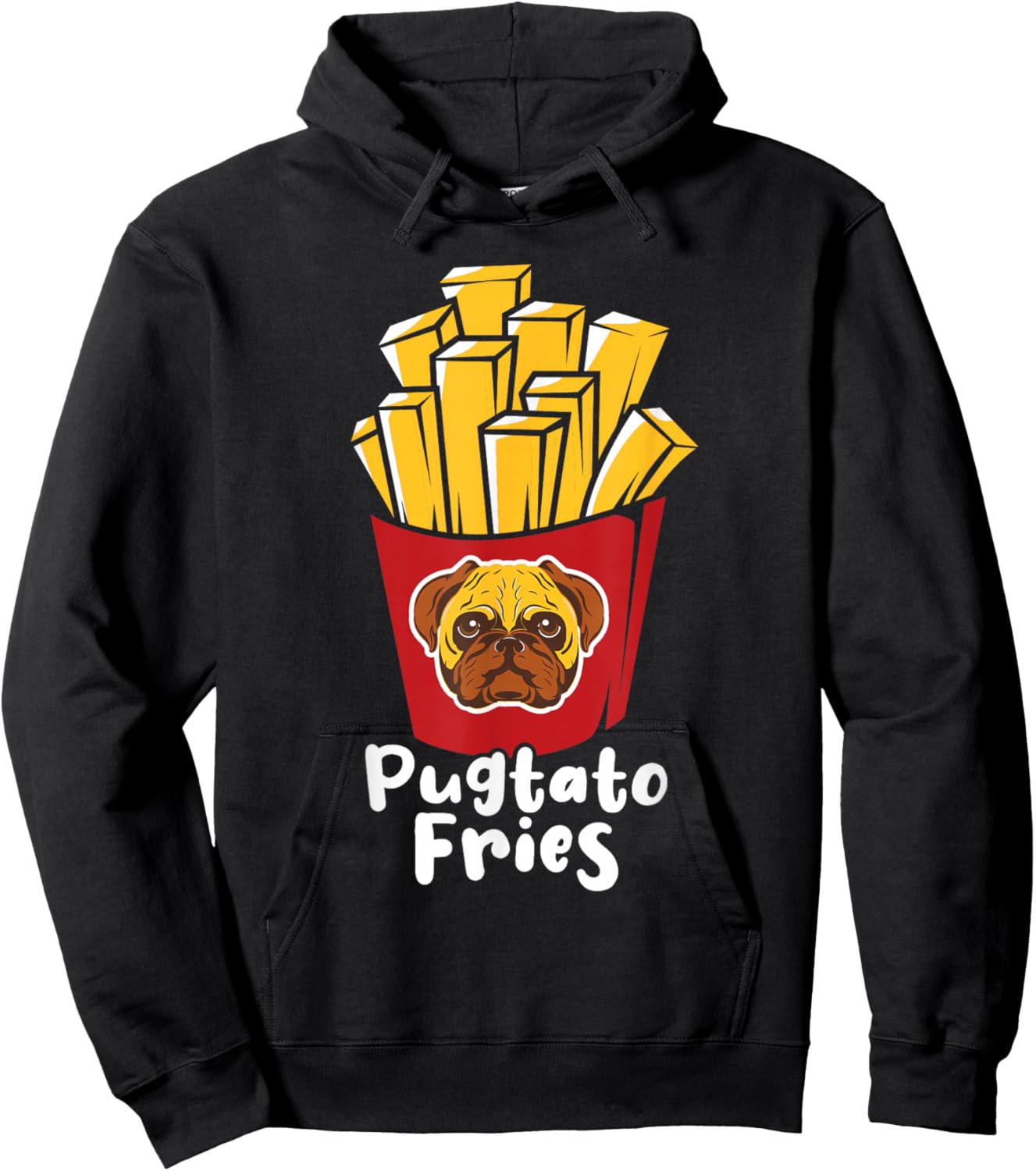 Pugtato Fries - Pug Owner Pet Breeder Animal Puppy Lover Hoodie - Hoodie | Black
