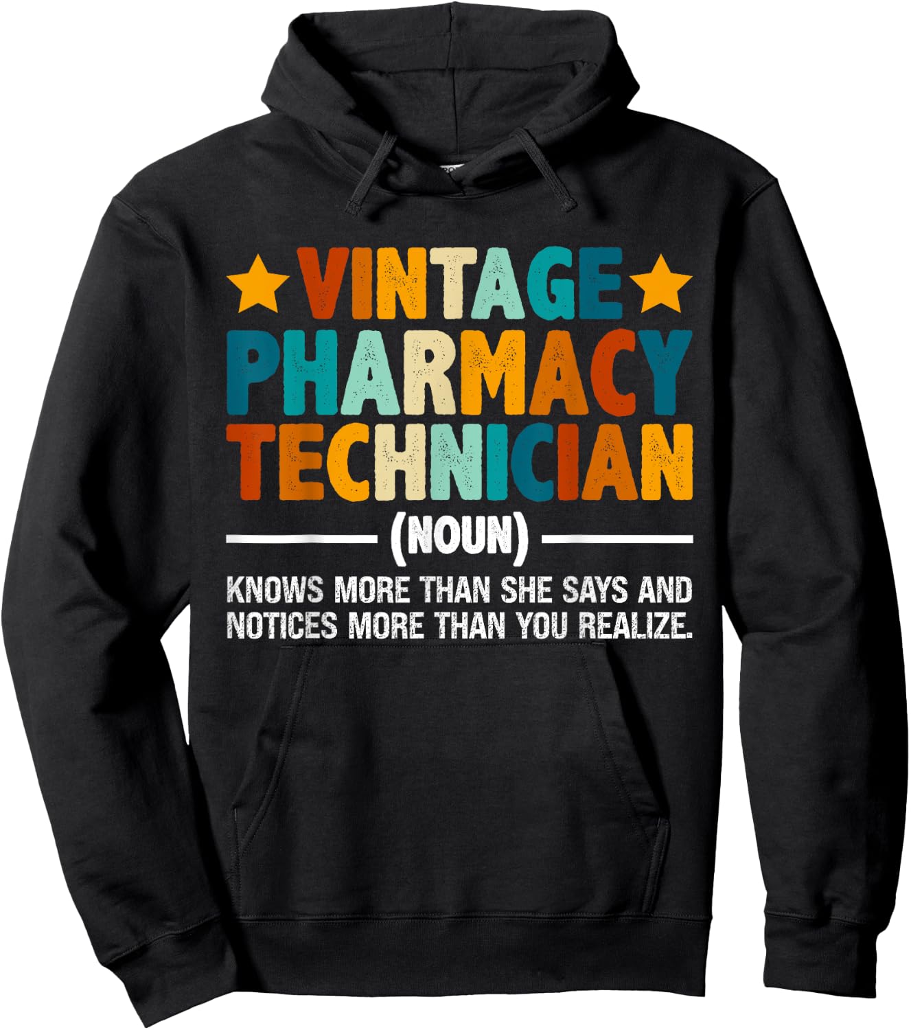 Vintage Pharmacy Technician Funny Pharmacist Tech Definition Hoodie - Hoodie | Black