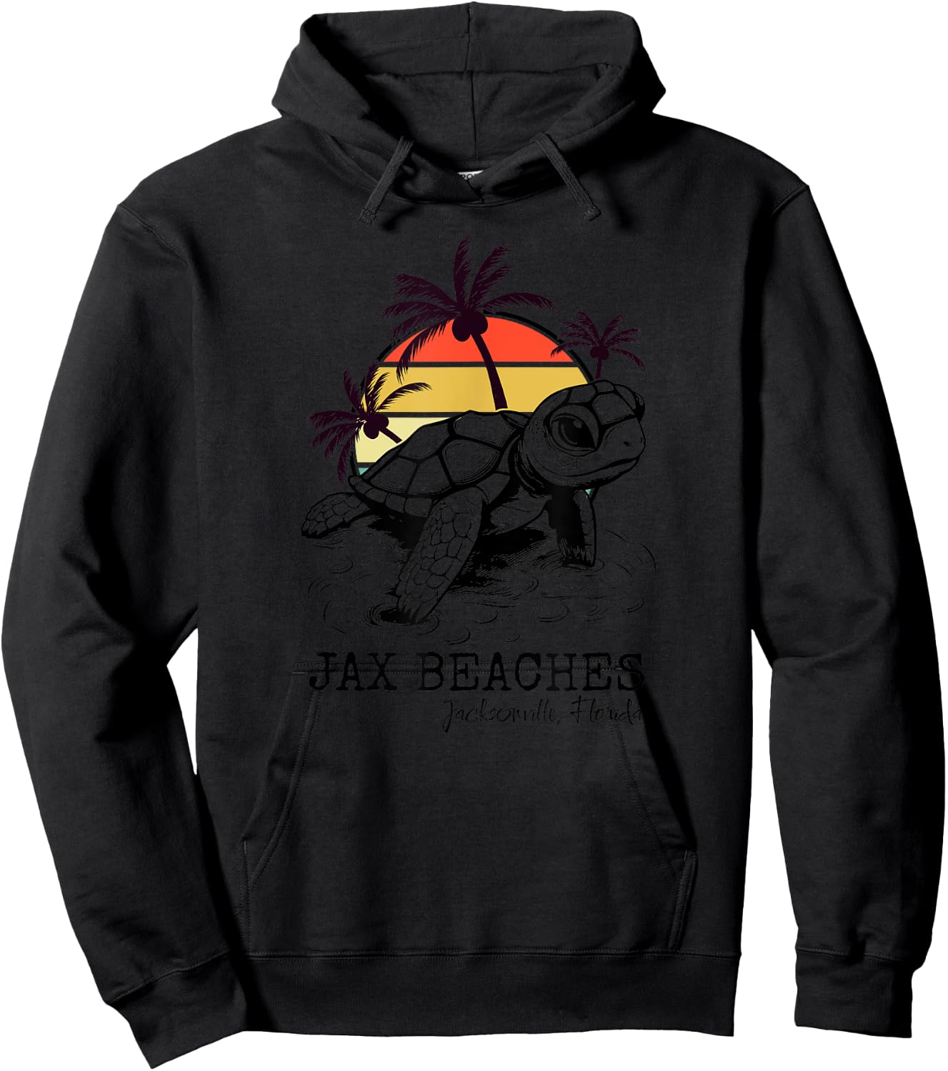 Jax Beaches Sea Turtle Preserve Save Jacksonville Loggerhead Hoodie - Hoodie | Black