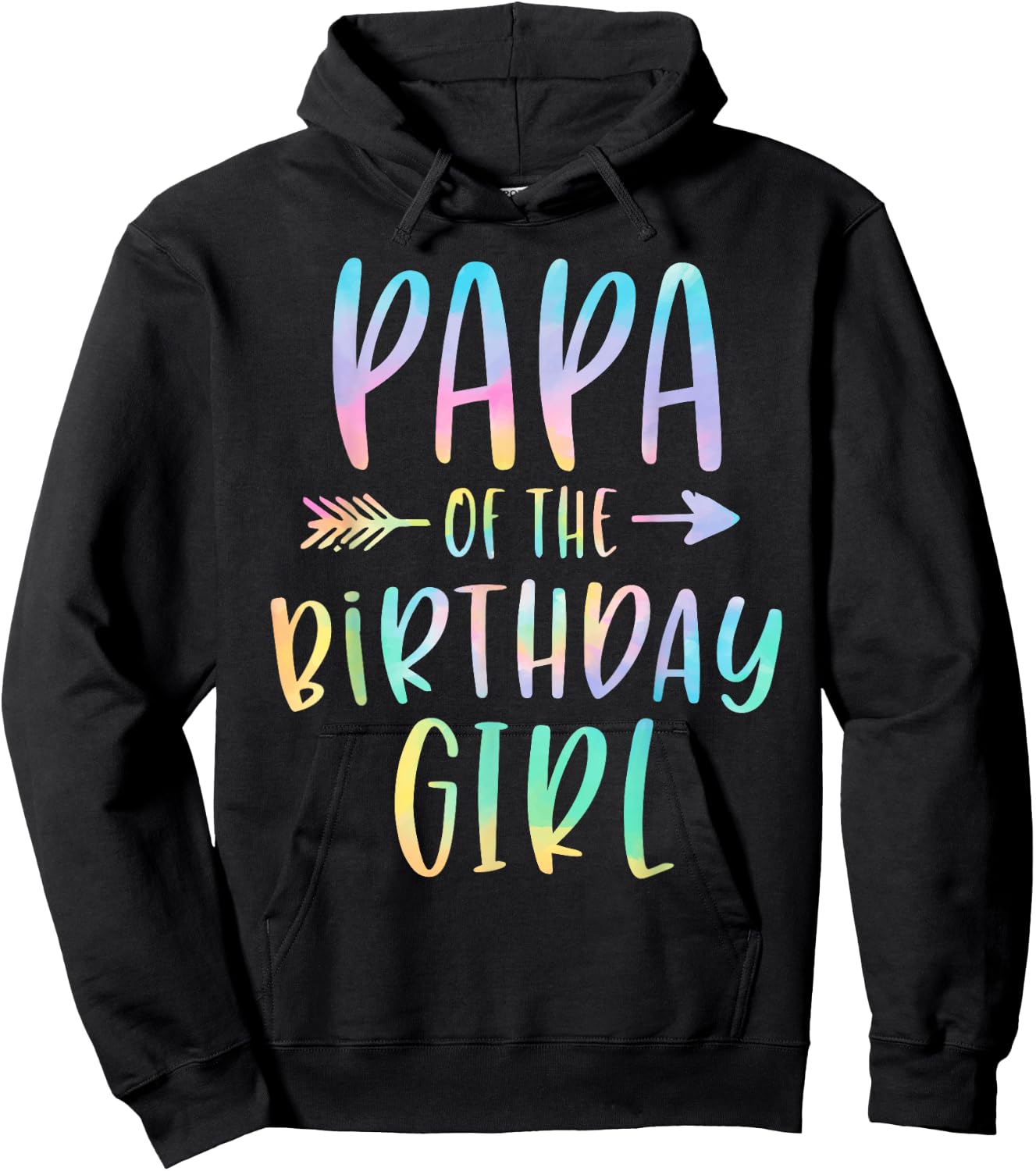 Papa of the Birthday Girl Tie Dye Colorful Bday Hoodie - Hoodie | Black