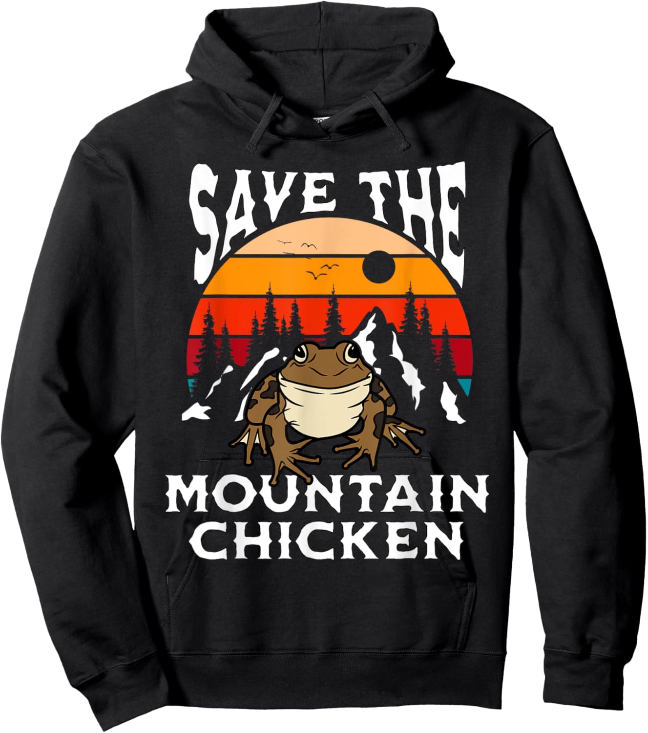 Save Mountain Chicken Frogs Retro Amphibian Pet Lover Hoodie - Hoodie | Black