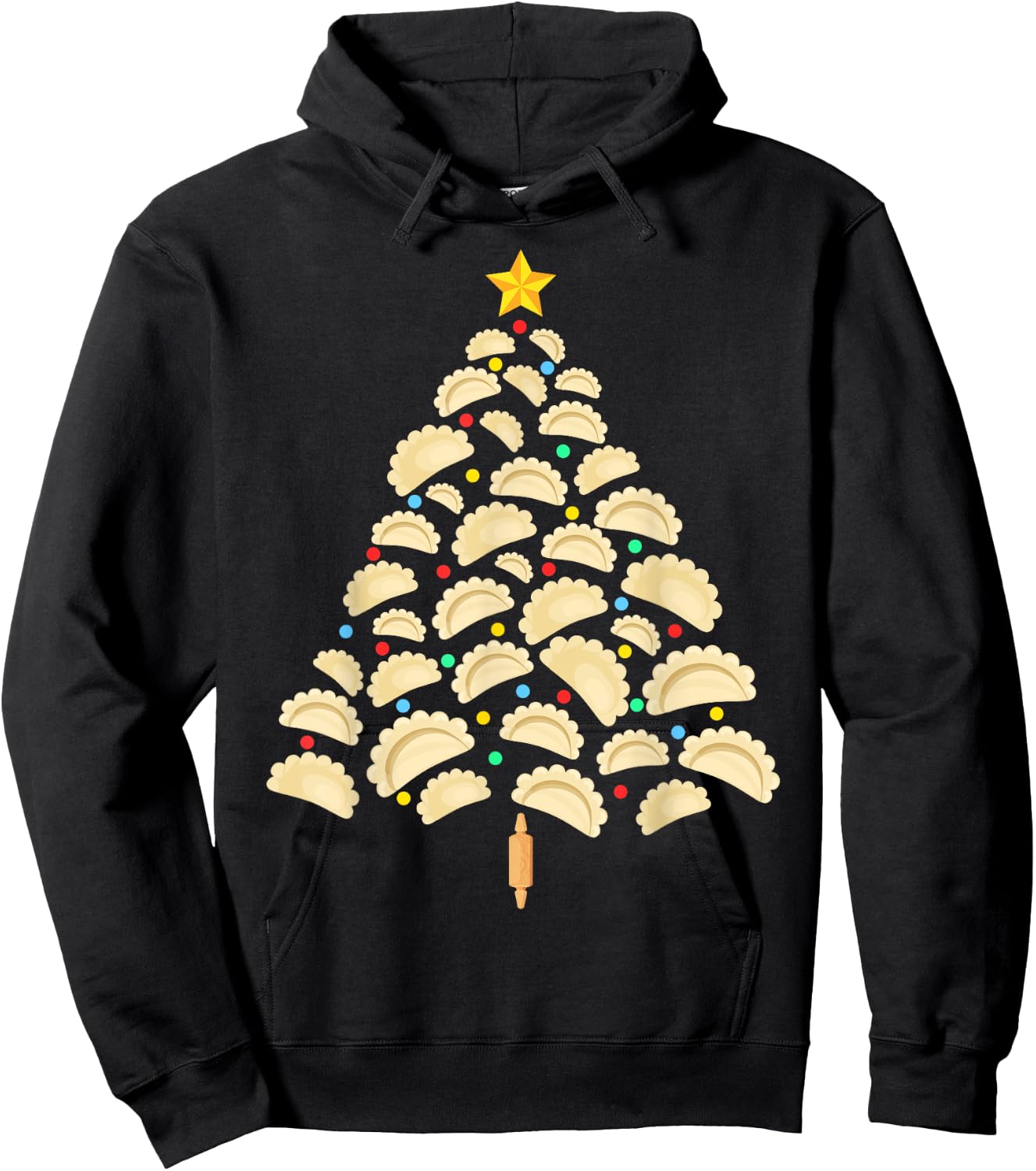Pierogi Tree Polish Christmas Food Funny Men Women Kids Hoodie - Hoodie | Black