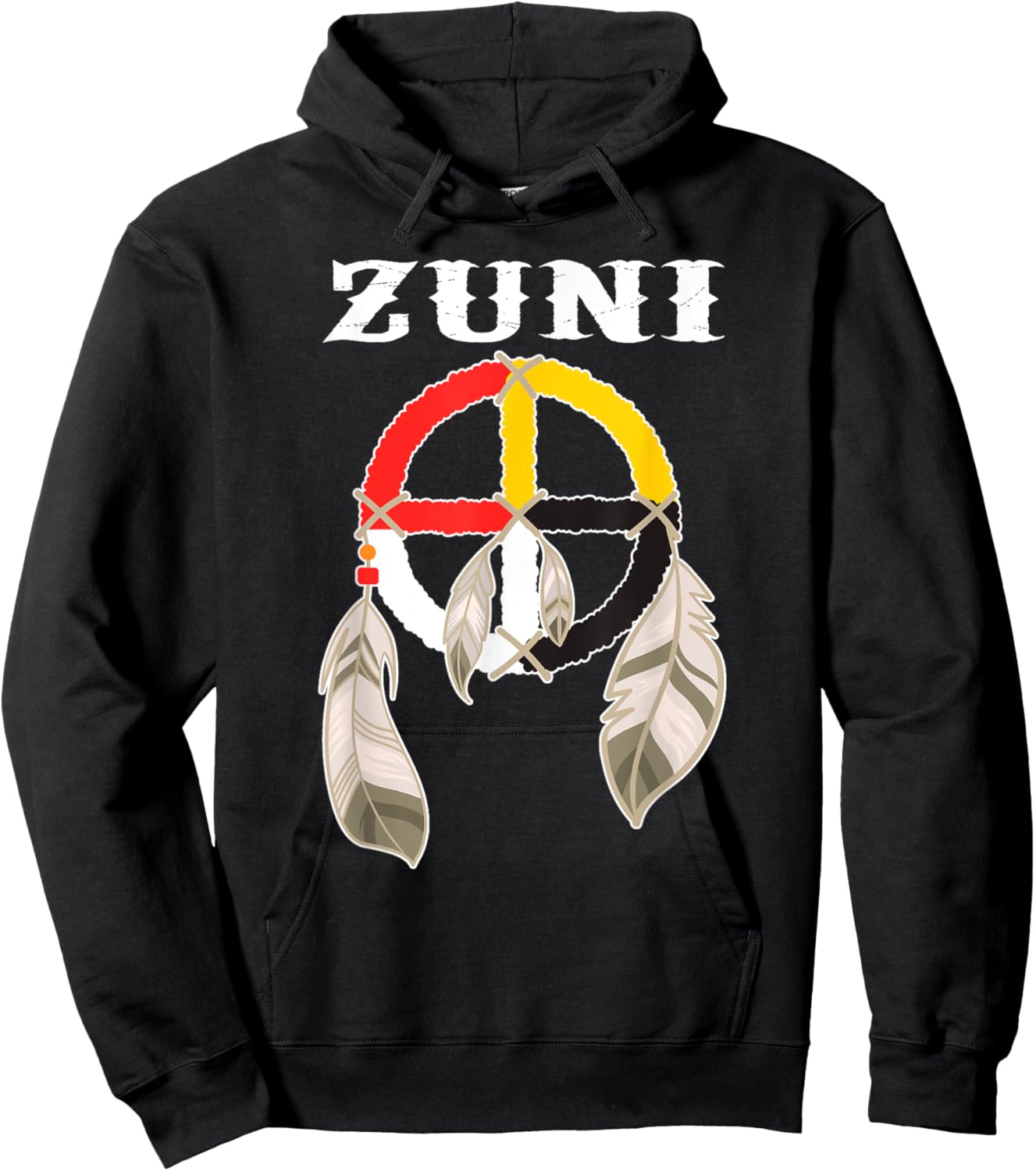 Zuni Tribe Nation Pueblo Native Indian Medicine Wheel Hoodie - Hoodie | Black