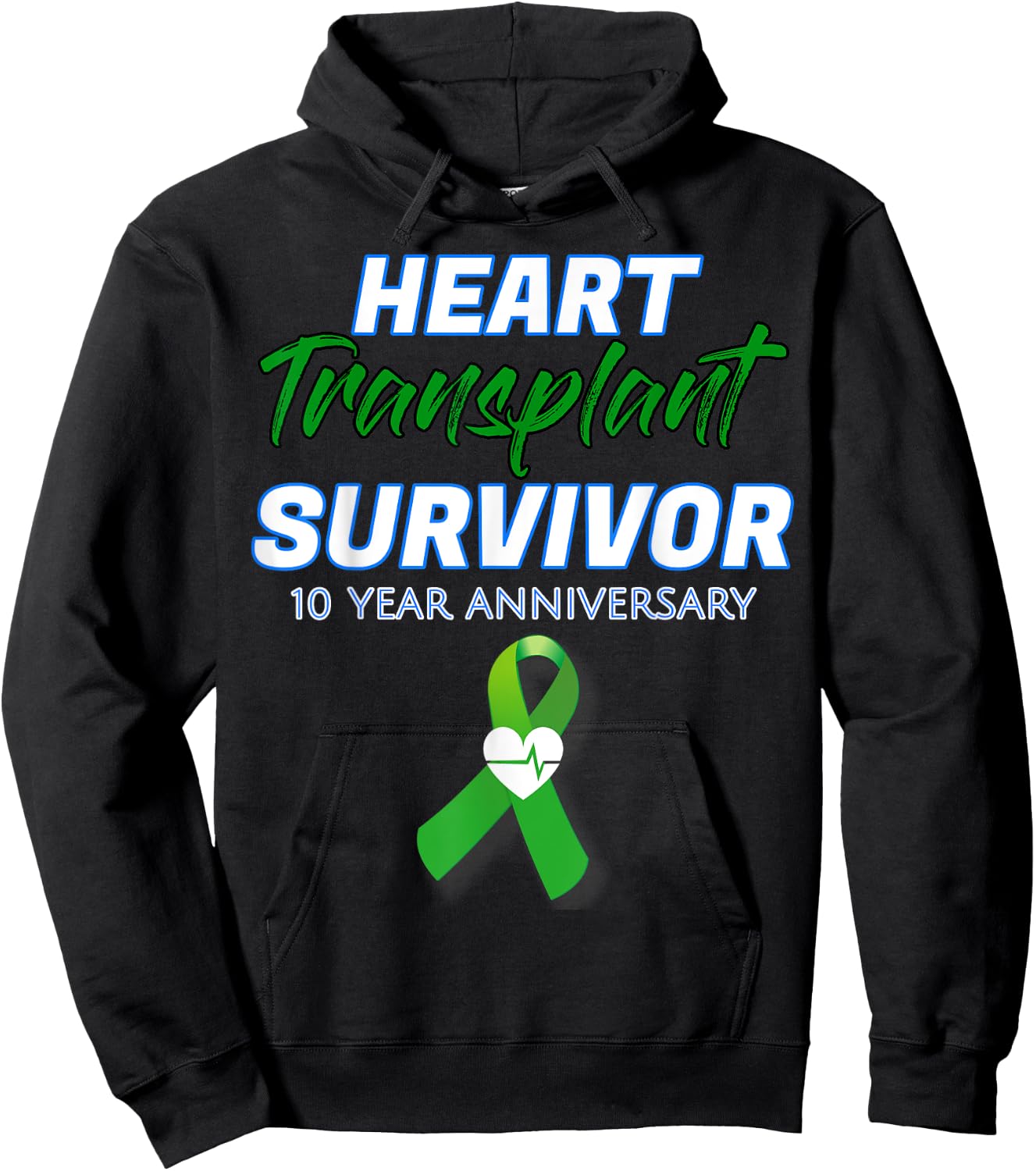 Heart Transplant 10 Year Anniversary Survivor patient Hoodie - Hoodie | Black