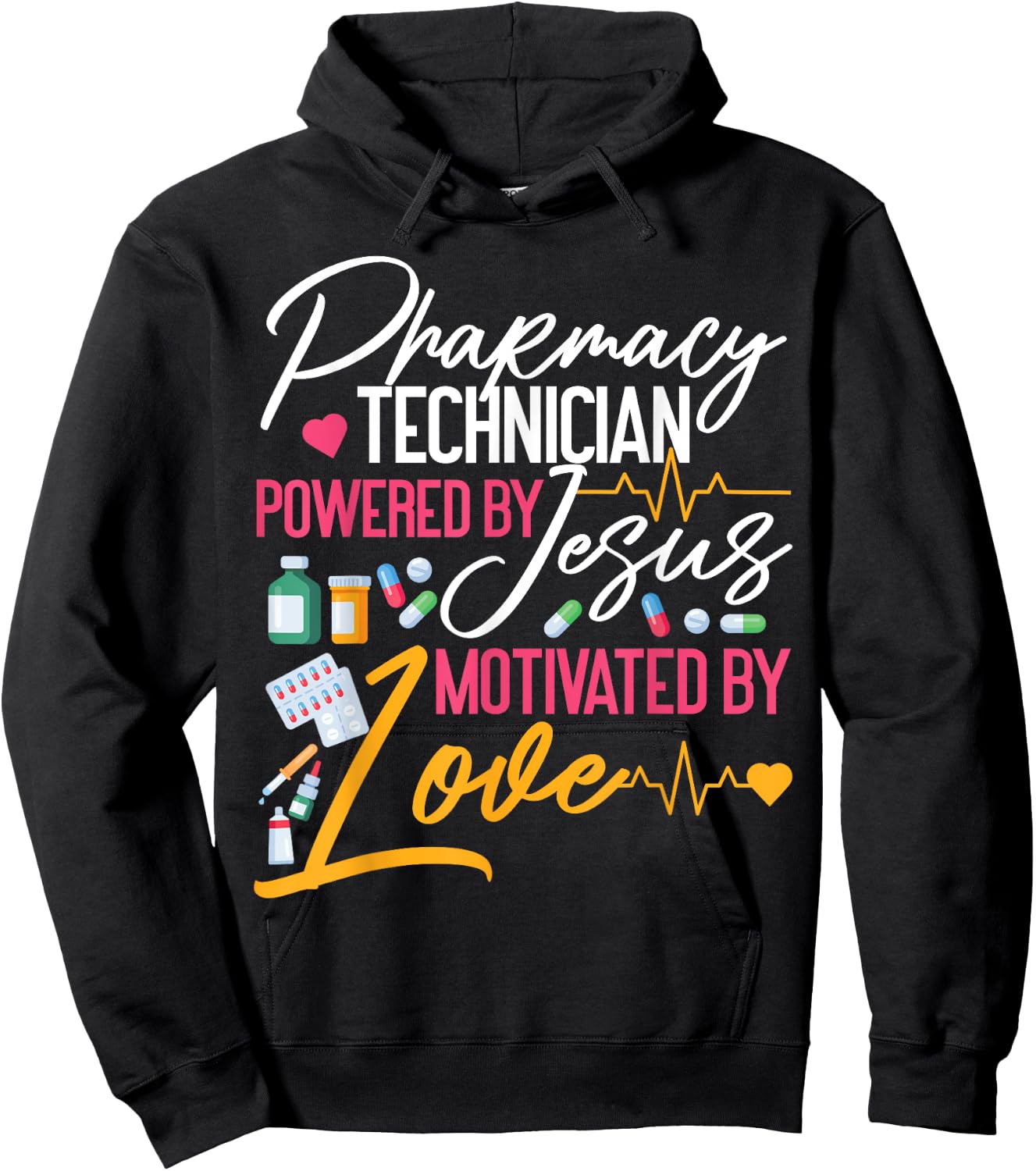 Pharmacy Tech Technician Pharmacist Student Jesus Faith Hoodie - Hoodie | Black