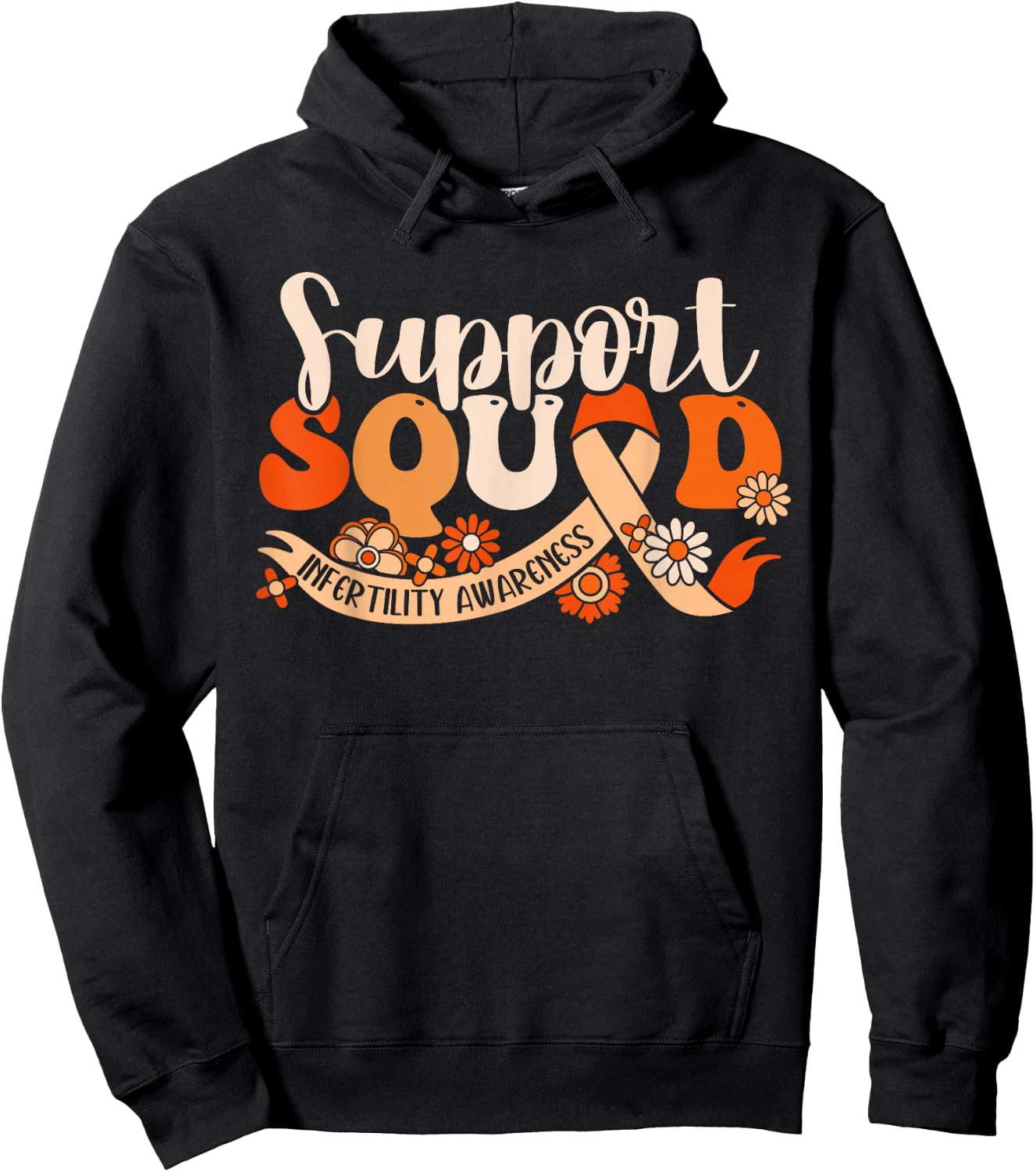Orange Infertility Awareness Support Squad Partner IVF Month Hoodie - Hoodie | Black