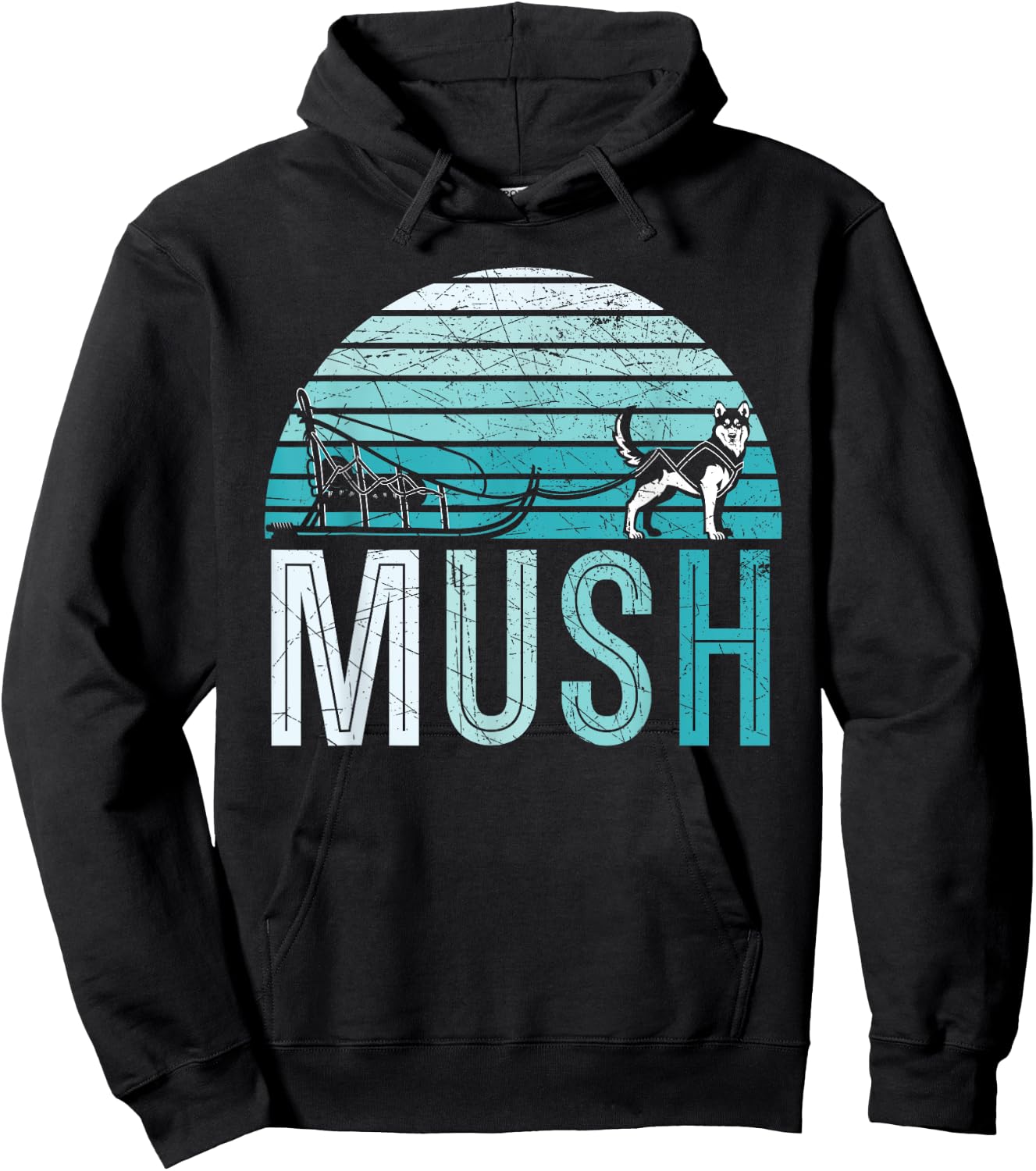 Retro Mush Mushing Sled Dog Sledding Musher Men Women Hoodie - Hoodie | Black