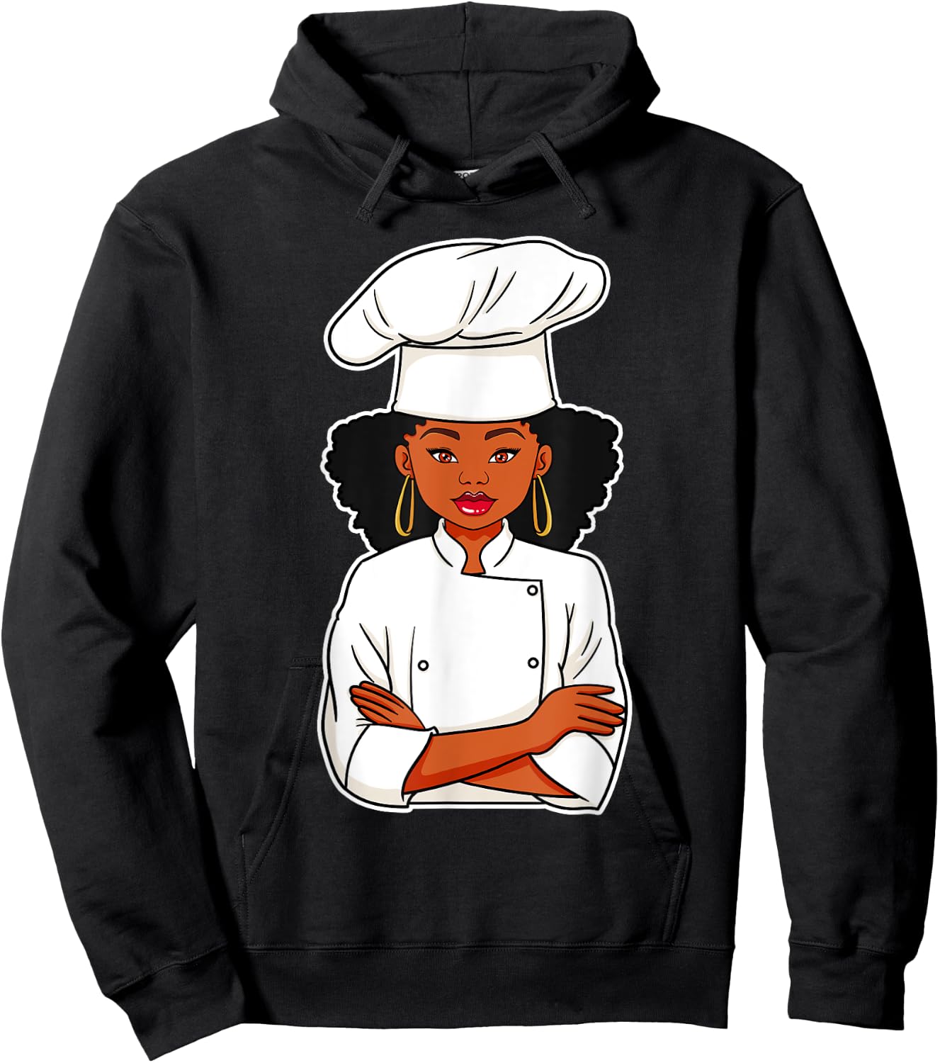 Chef African American Black Woman Afro Hair Cook Culinarian Hoodie - Hoodie | Black