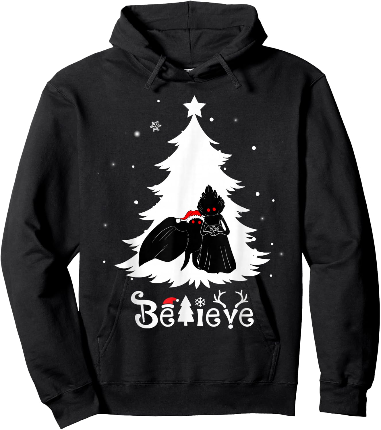 Believe Mothman And Flatwoods Monster Christmas Cryptid Hoodie - Hoodie | Black