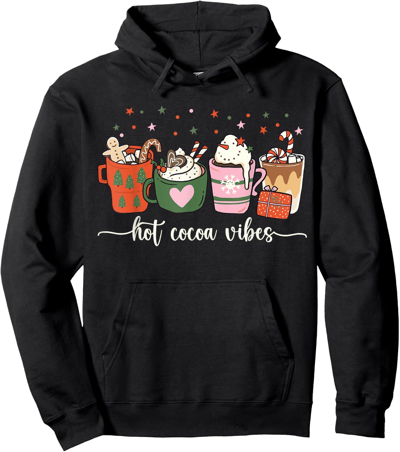 Hot Cocoa Vibes Cute Hot Chocolate Cozy Festive Christmas Hoodie - Hoodie | Black