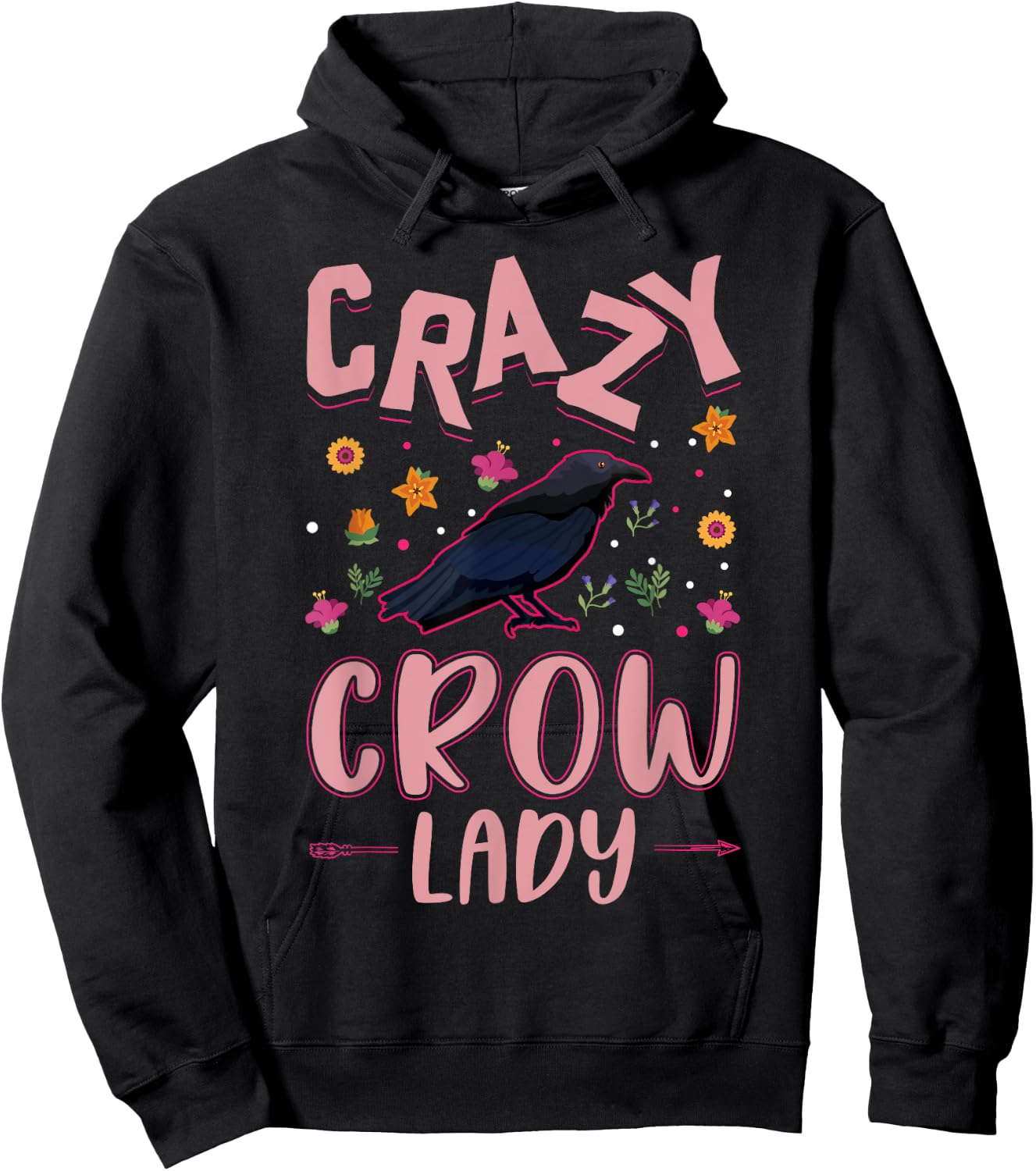 Crazy Crow lady Raven Girl Crow Hoodie - Hoodie | Black