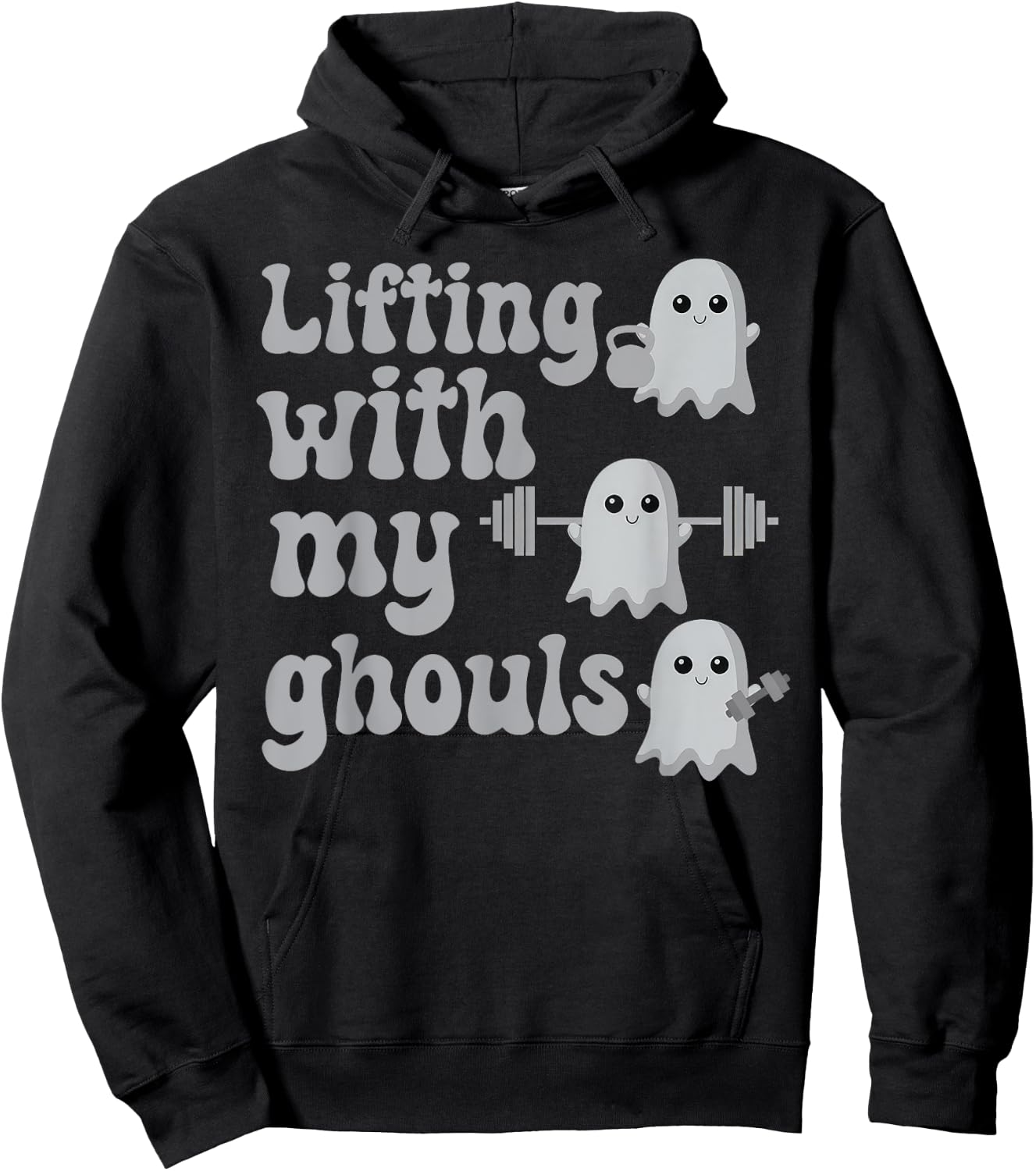 Lifting With My Ghouls Halloween Gym Workout Weightlifting Hoodie - Hoodie | Black