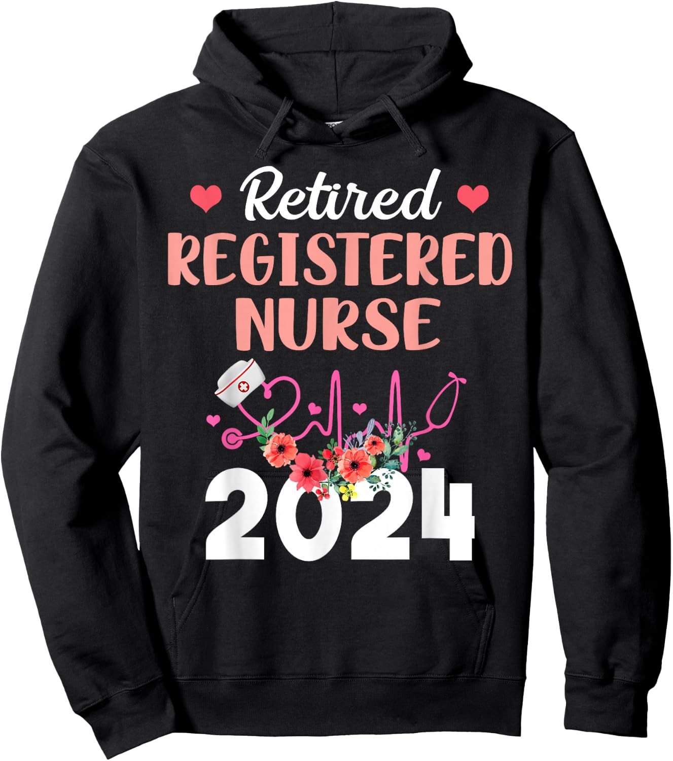 Retired Registered Nurse 2024 Retirement Gifts for Nurse RN Hoodie - Hoodie | Black
