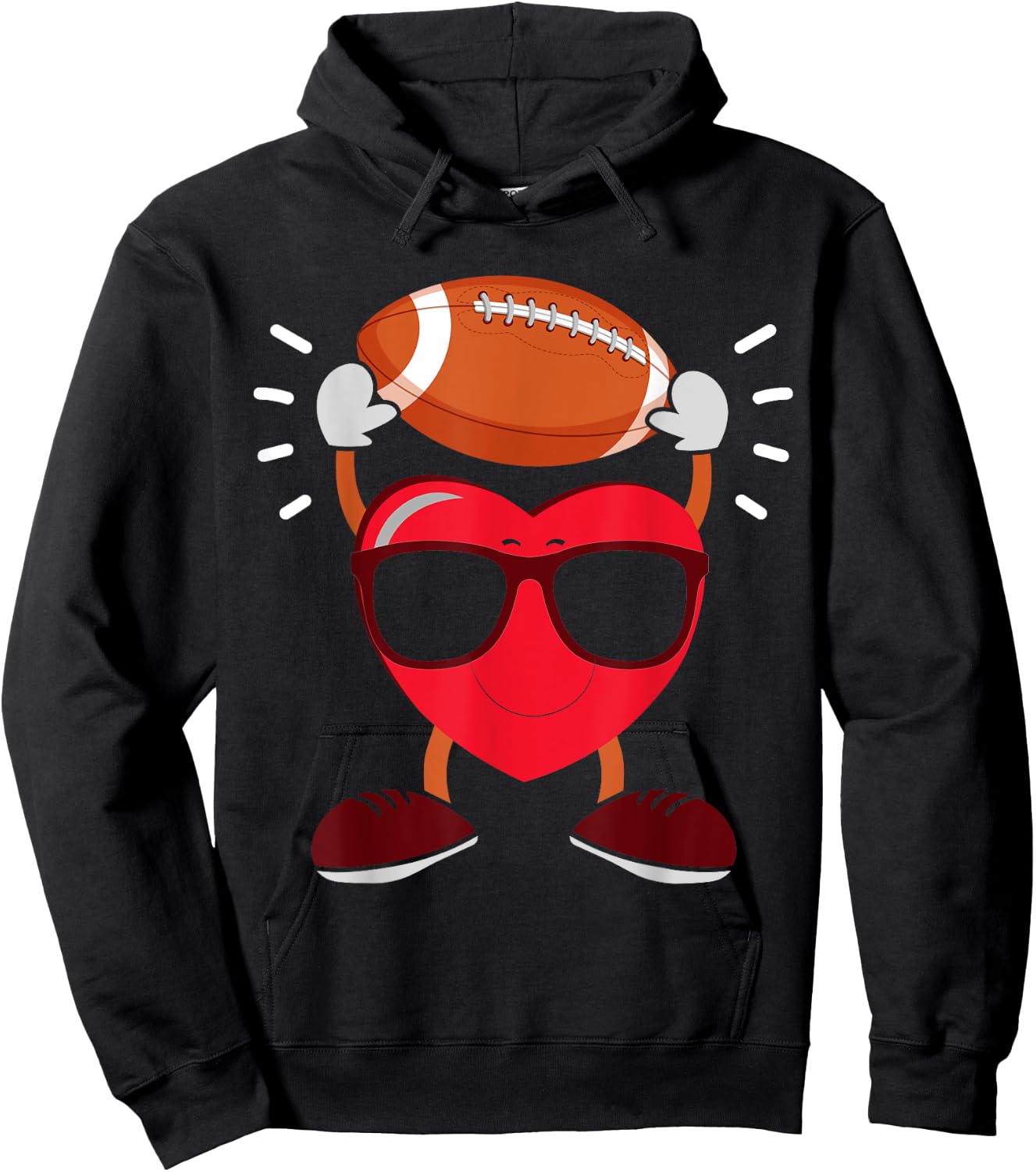 Heart Lifts A Football - American Football Hoodie - Hoodie | Black