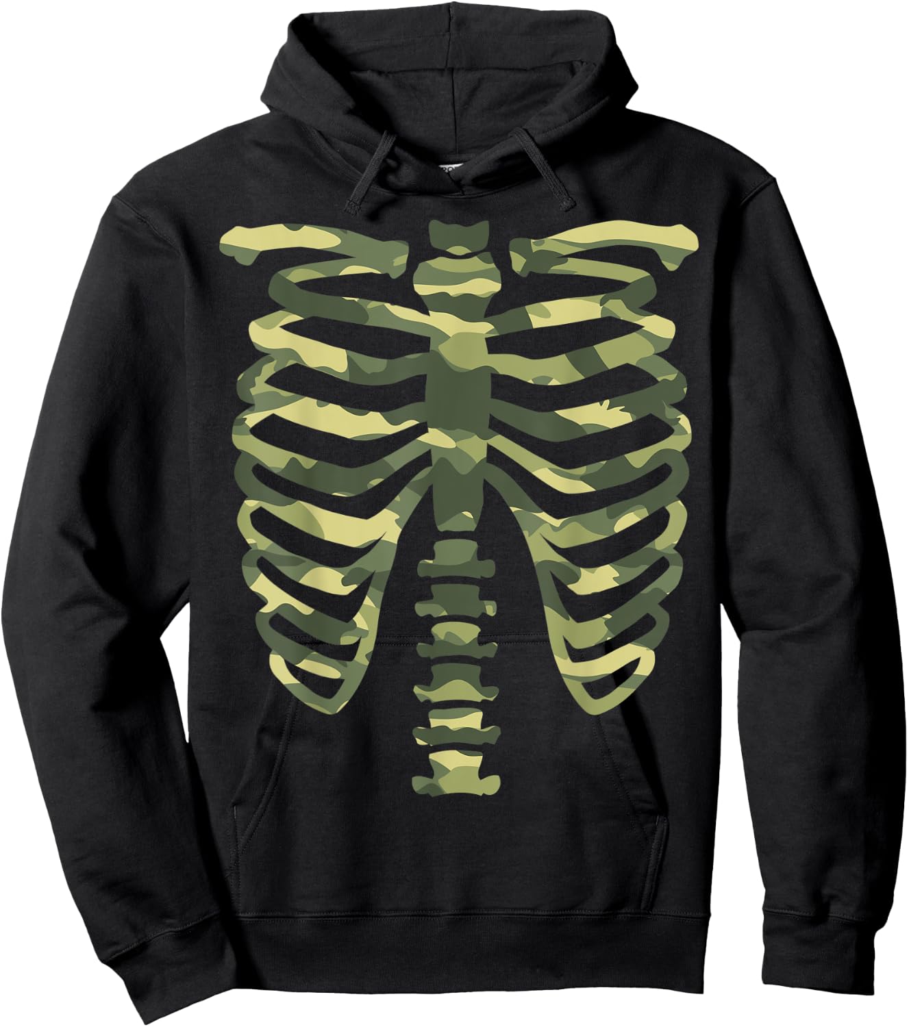 Camo Skeleton Military Halloween Costume Lazy Easy Hoodie - Hoodie | Black