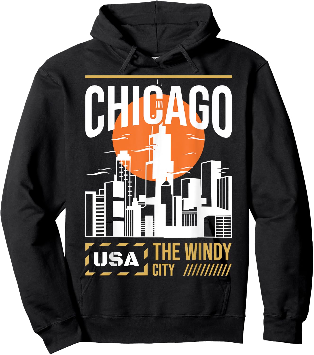 Chicago City Skyline Vintage Illinois City USA Hoodie - Hoodie | Black