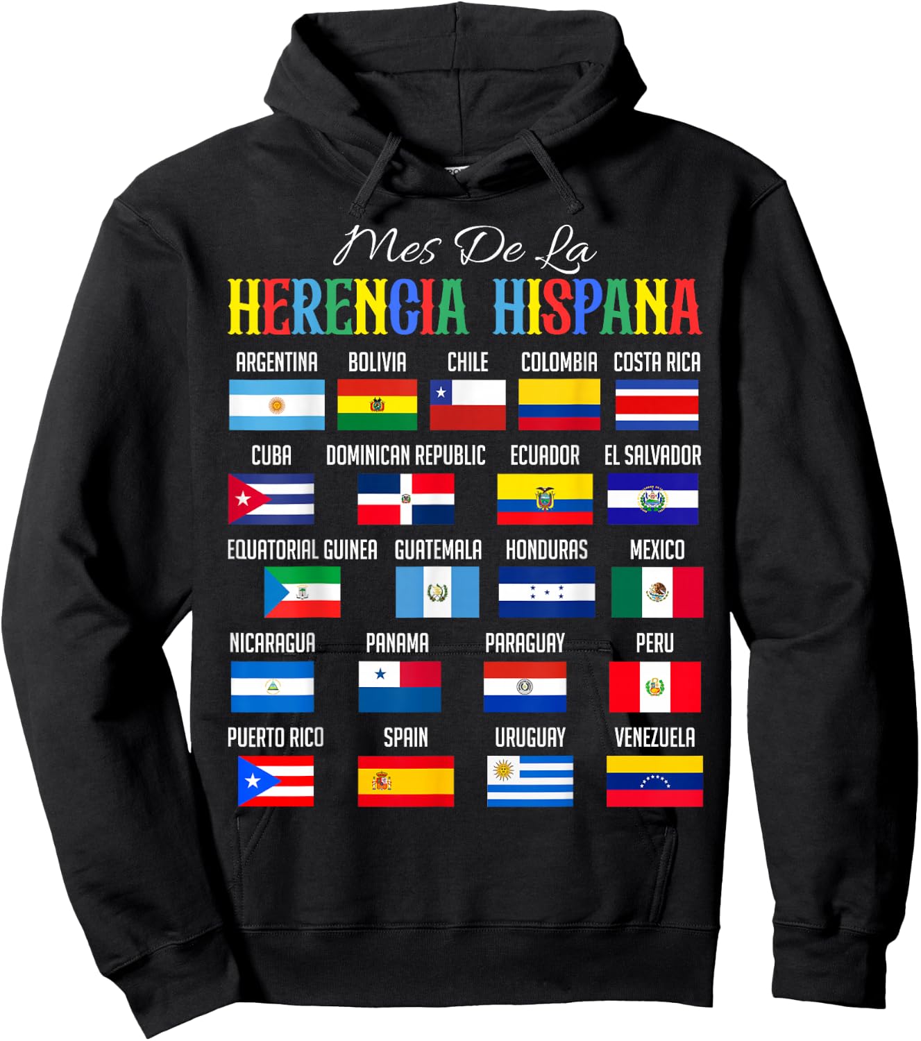 Mes De La Herencia Hispana National Hispanic Heritage Month Hoodie - Hoodie | Black