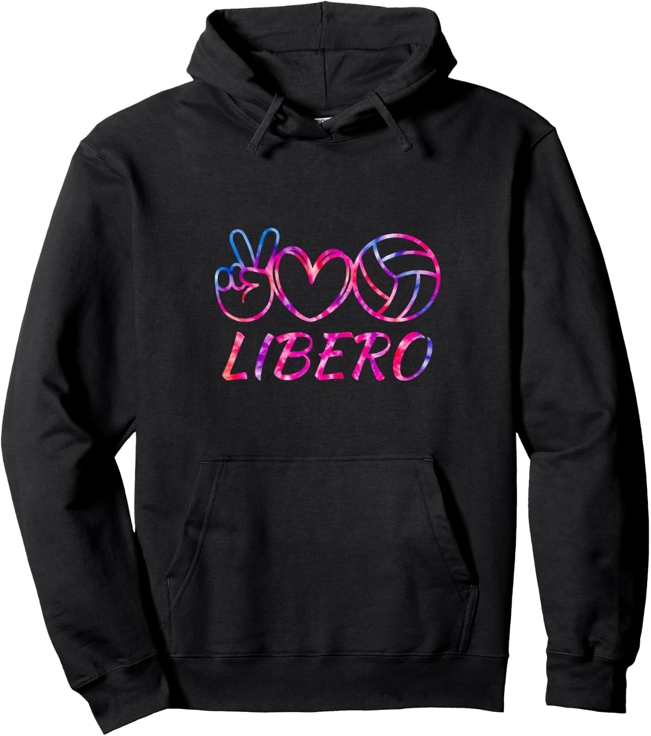 Fun Peace Love Tie Dye Volleyball Libero Volleyball Game Day Hoodie - Hoodie | Black