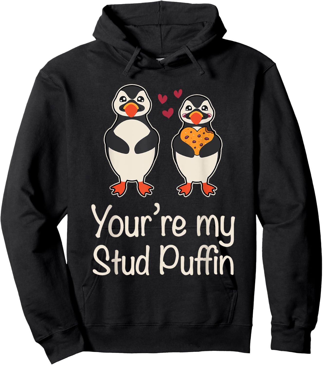 Stud Puffin Hearts Apparel For Couples Cute Seabird Puffins Hoodie - Hoodie | Black