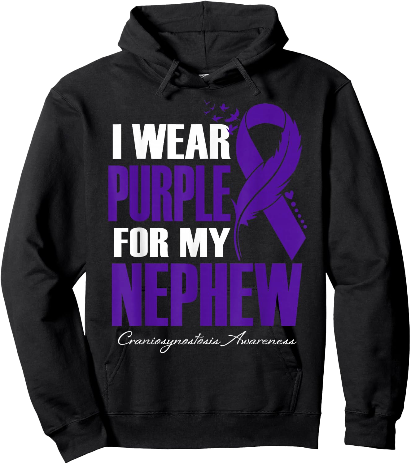 I Wear Purple For My Nephew Craniosynostosis Awareness Hoodie - Hoodie | Black