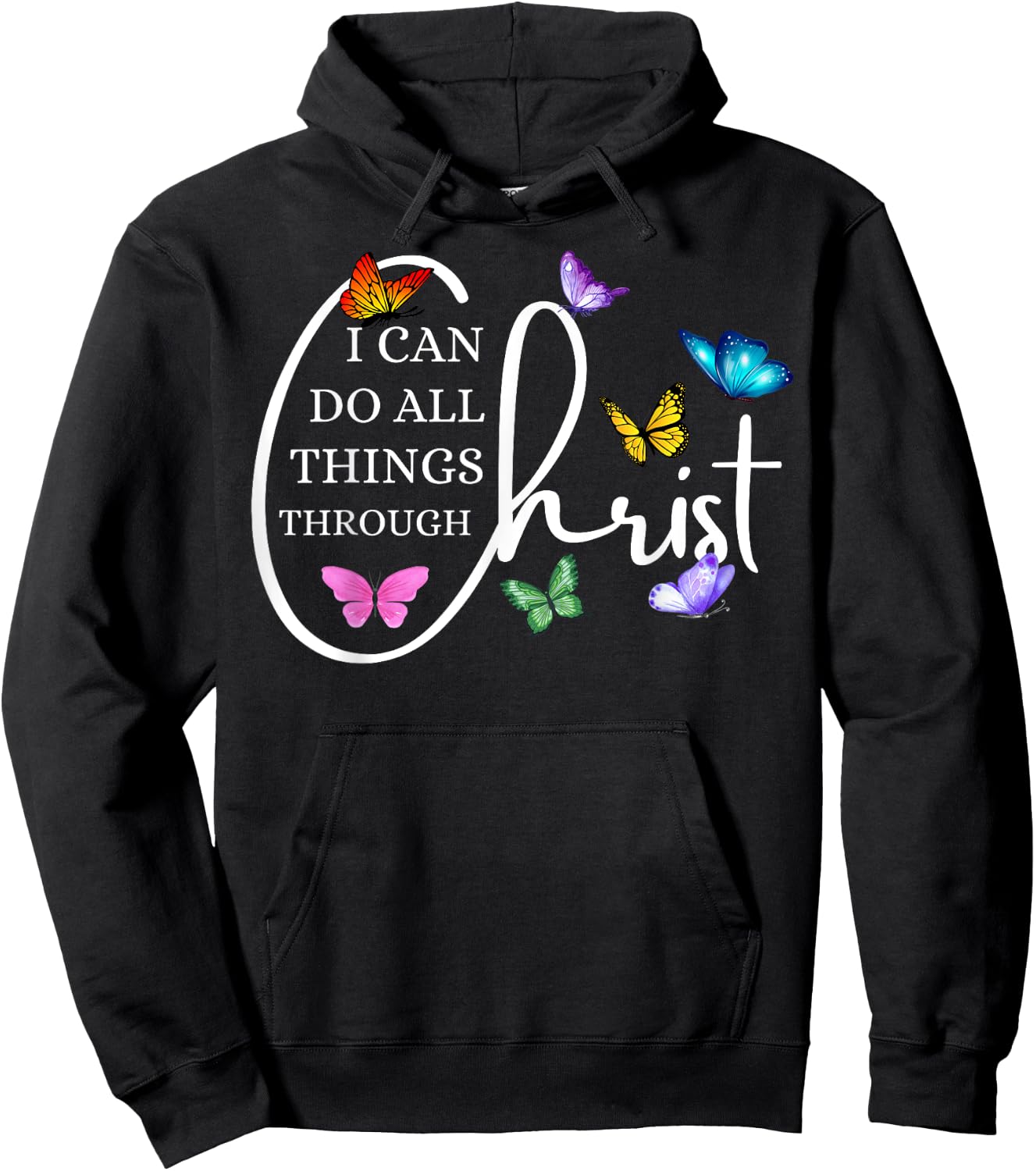 All things through Christ Faith Bible Christian Graphic Hoodie - Hoodie | Black