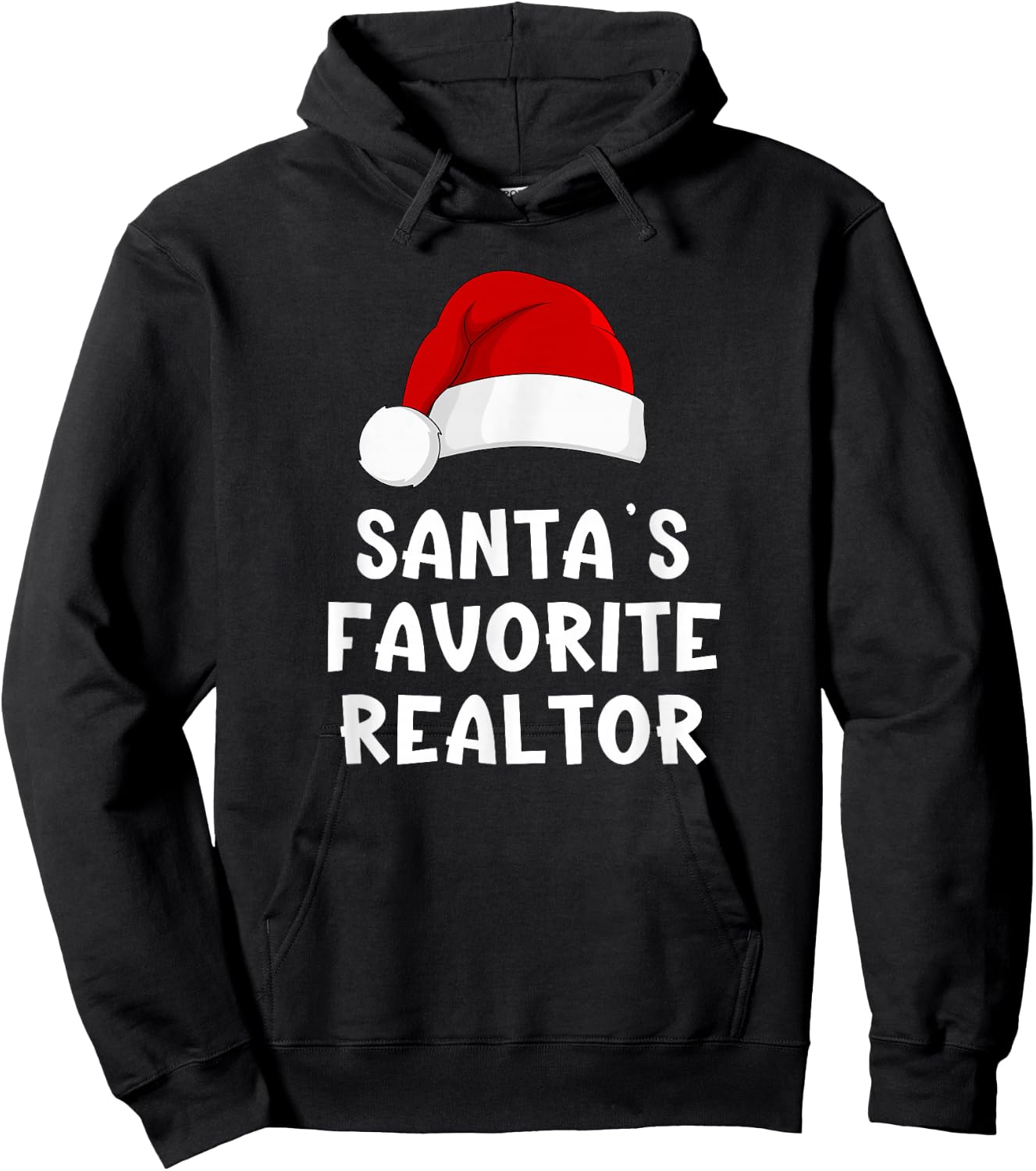 Christmas Santa's Favorite Realtor Funny Real Estate Agent Hoodie - Hoodie | Black