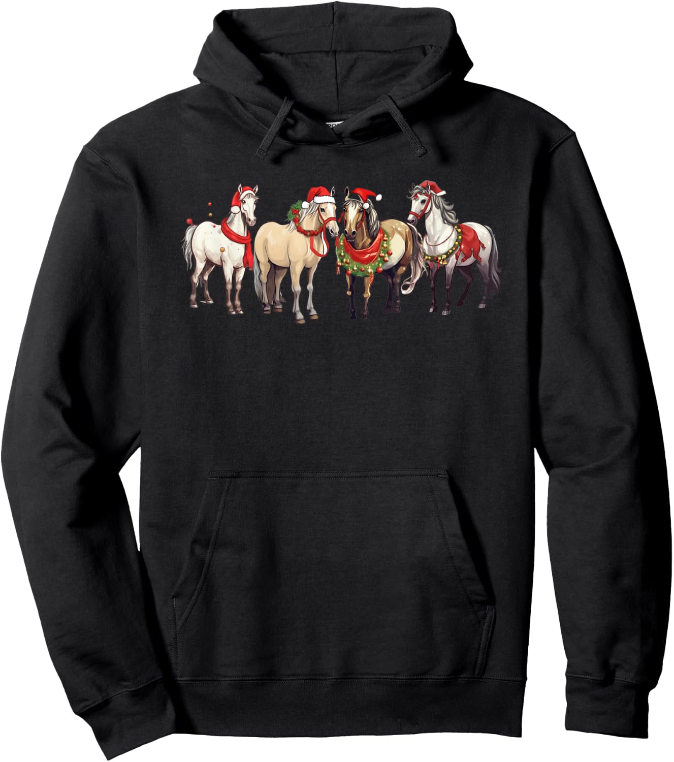 Harlow And Popcorn Merch Harlow’s Ponies Festive Hoodie - Hoodie | Black