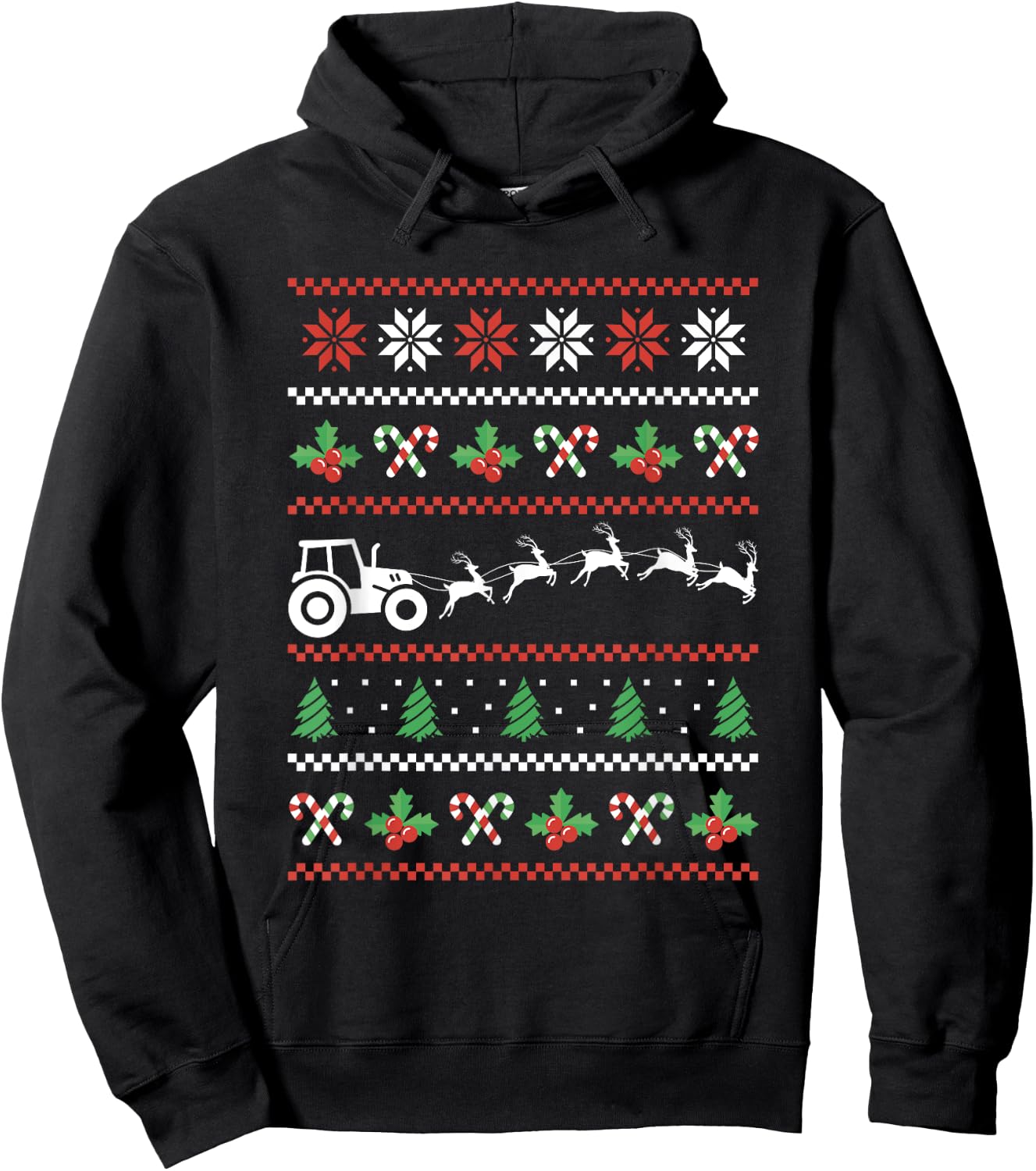 Tractor Reindeer Ugly Christmas Farm Farming Xmas Farmer Hoodie - Hoodie | Black