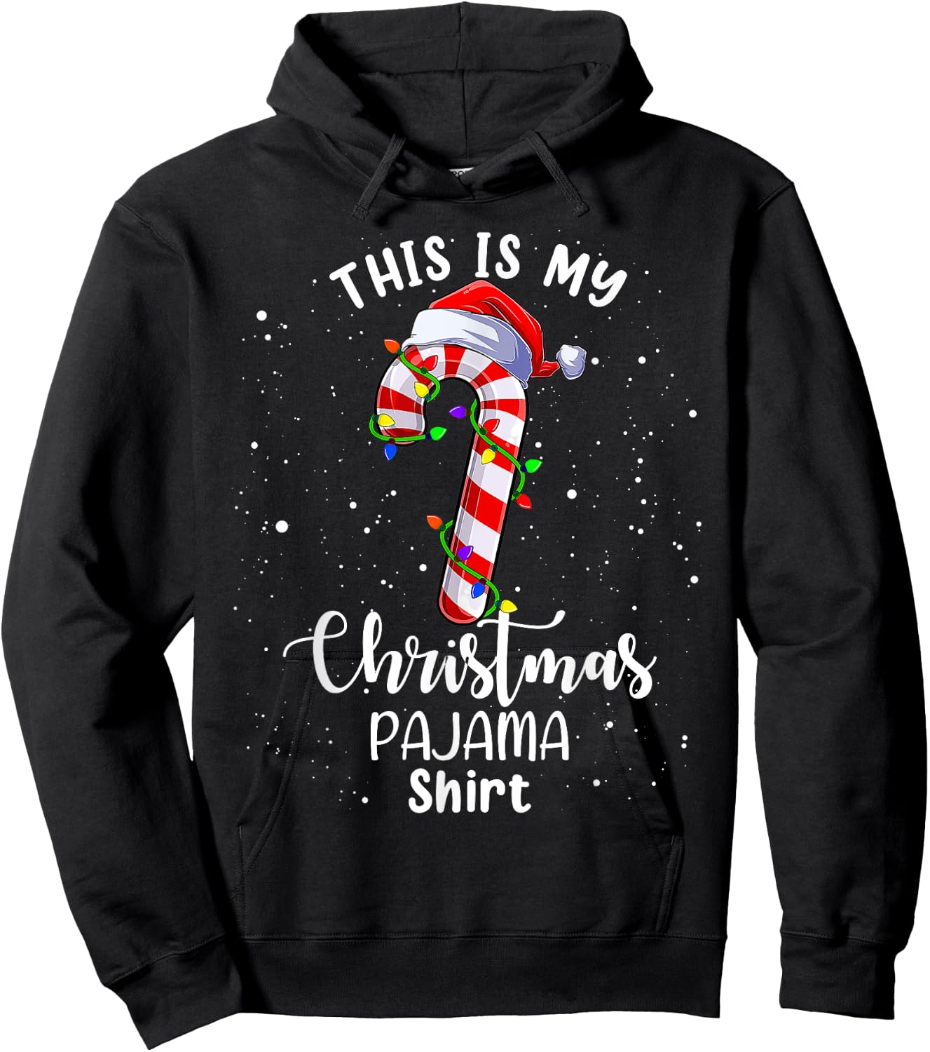 This Is My Christmas Pajama Shirt Candy Cane Kids Boys Girls Hoodie - Hoodie | Black