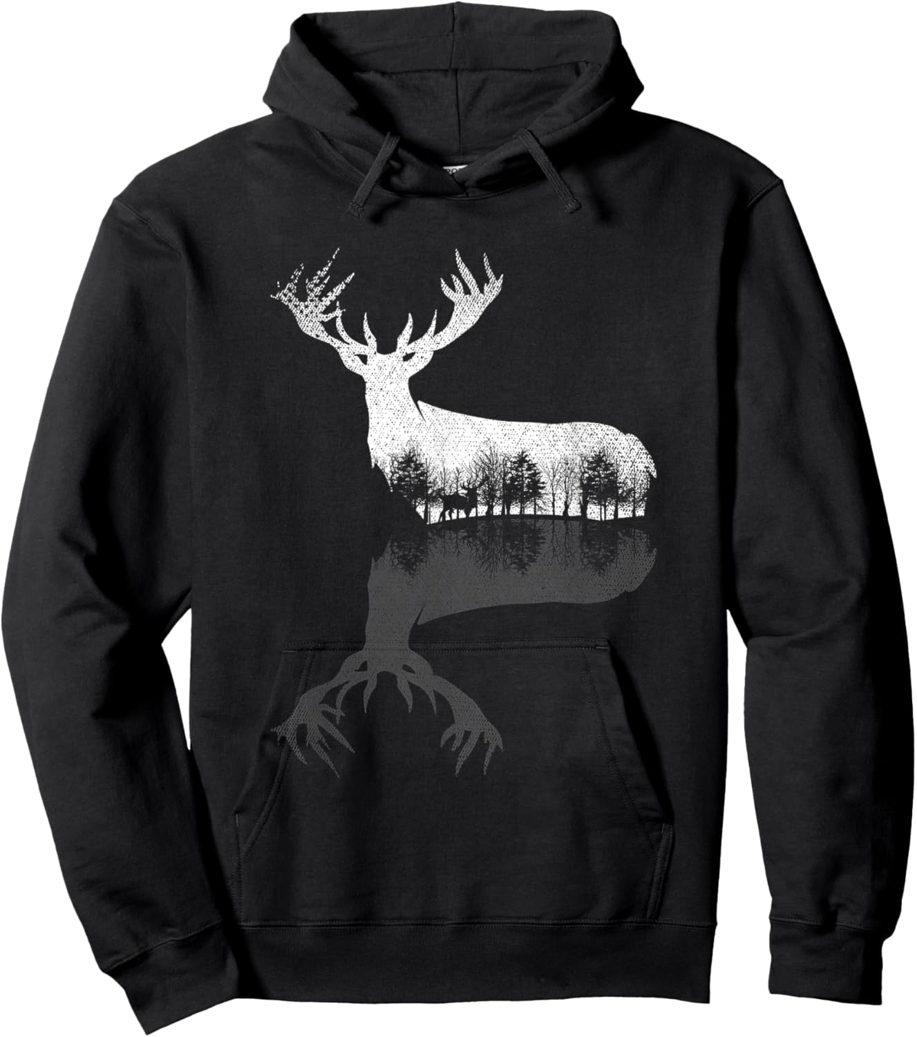 Animal Outdoor Trees Nature Forest Wildlife Reflection Deer Hoodie - Hoodie | Black