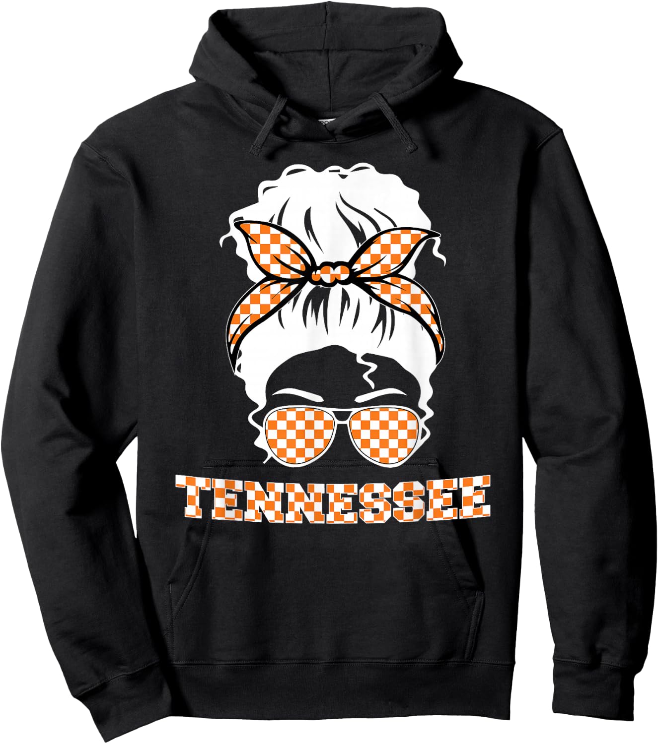 Tennessee State Orange USA Messy Bun Hair Pride TN Hoodie - Hoodie | Black