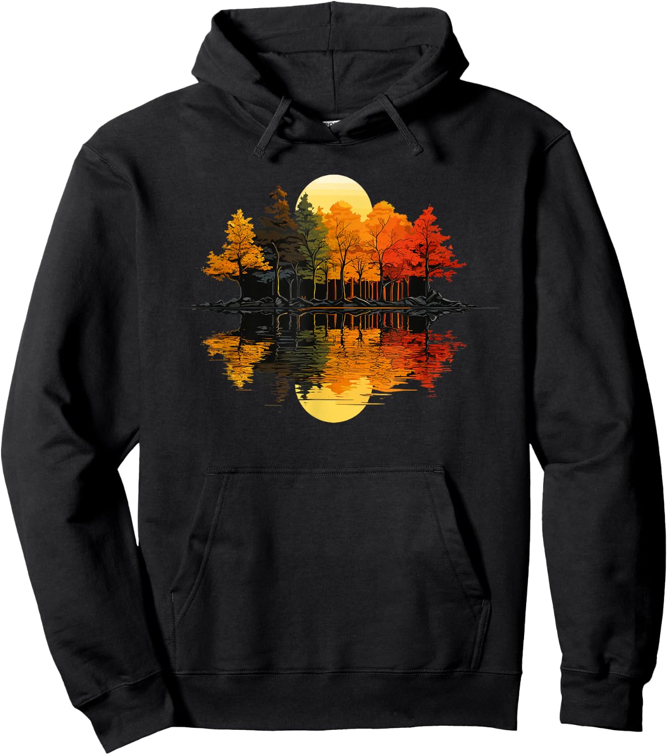 Nature Reflection Forest Trees Outdoor Wildlife Hoodie - Hoodie | Black