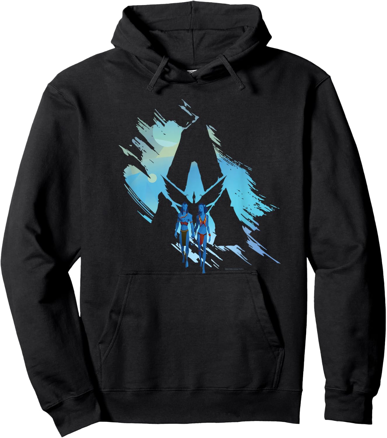Avatar: The Way of Water Jake and Neytiri A Logo Illustrated Hoodie - Hoodie | Black