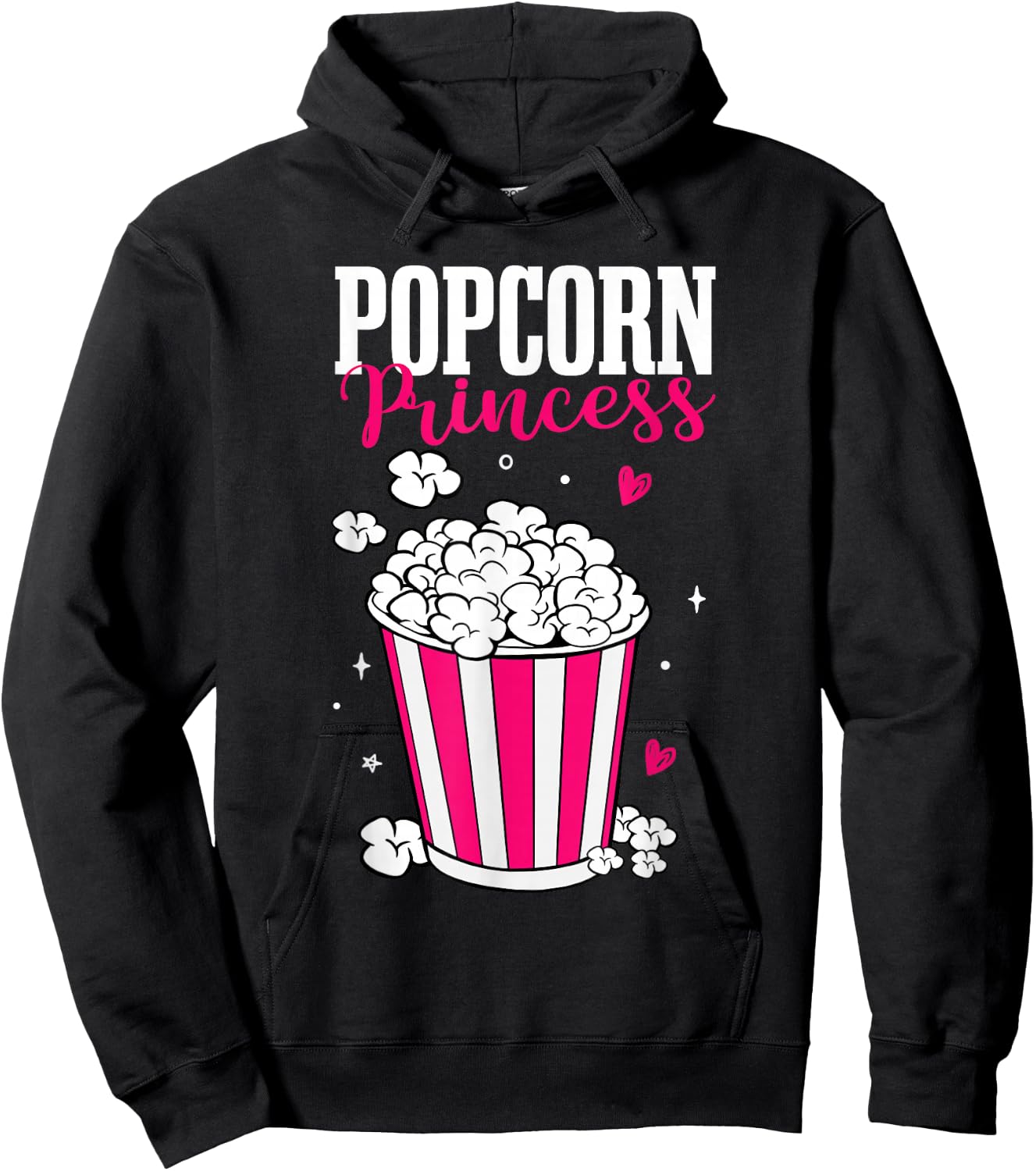Popcorn Princess Women Cute Movie Night Cinema Snack Hoodie - Hoodie | Black
