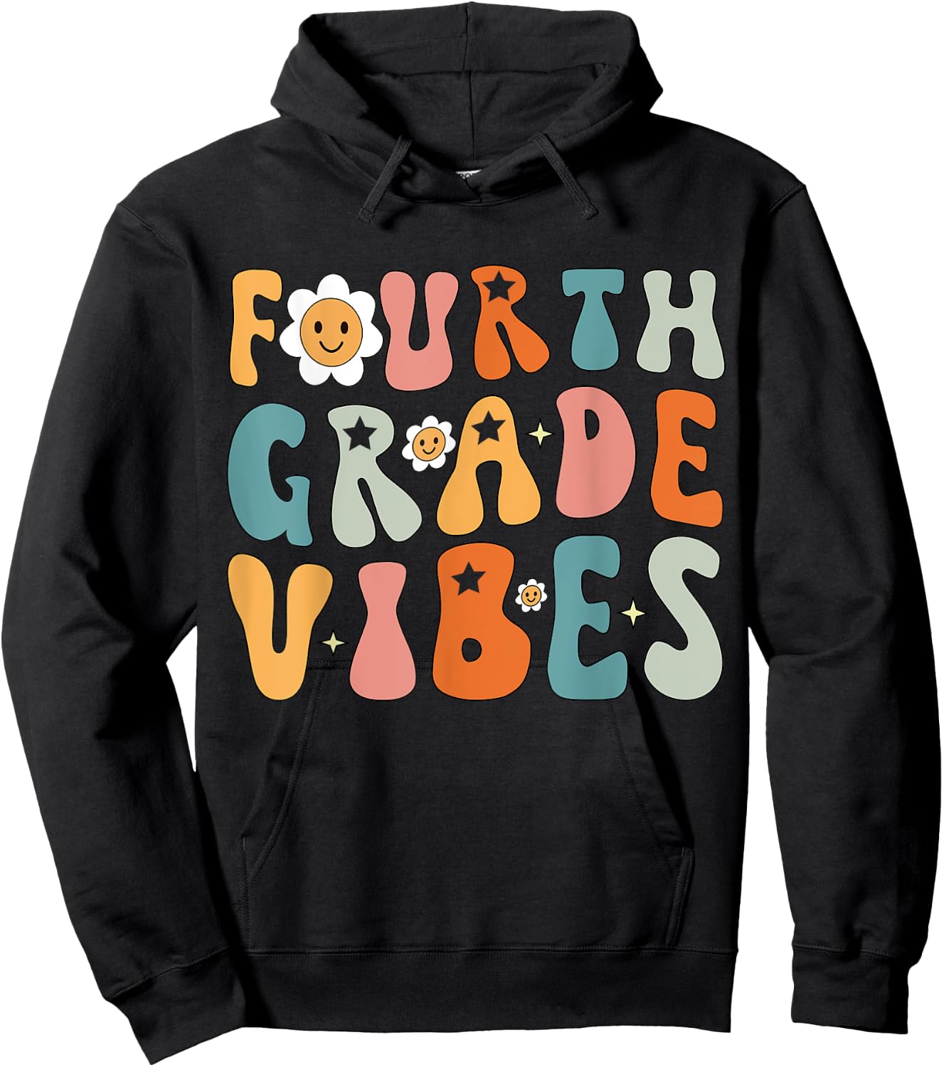 Fourth Grade Vibes, 4th Grade Team Retro 1st Day of School Hoodie - Hoodie | Black