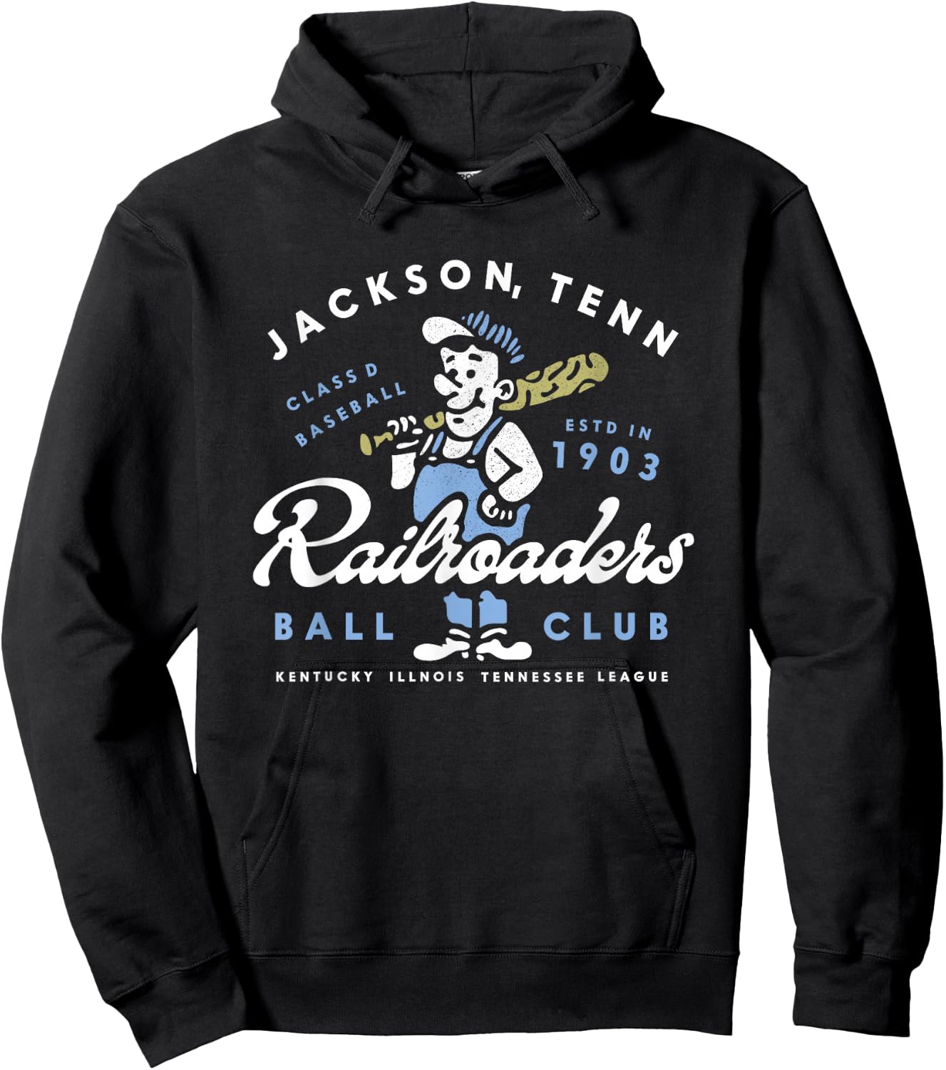 Jackson Railroaders Tennessee Vintage Defunct Baseball Hoodie - Hoodie | Black