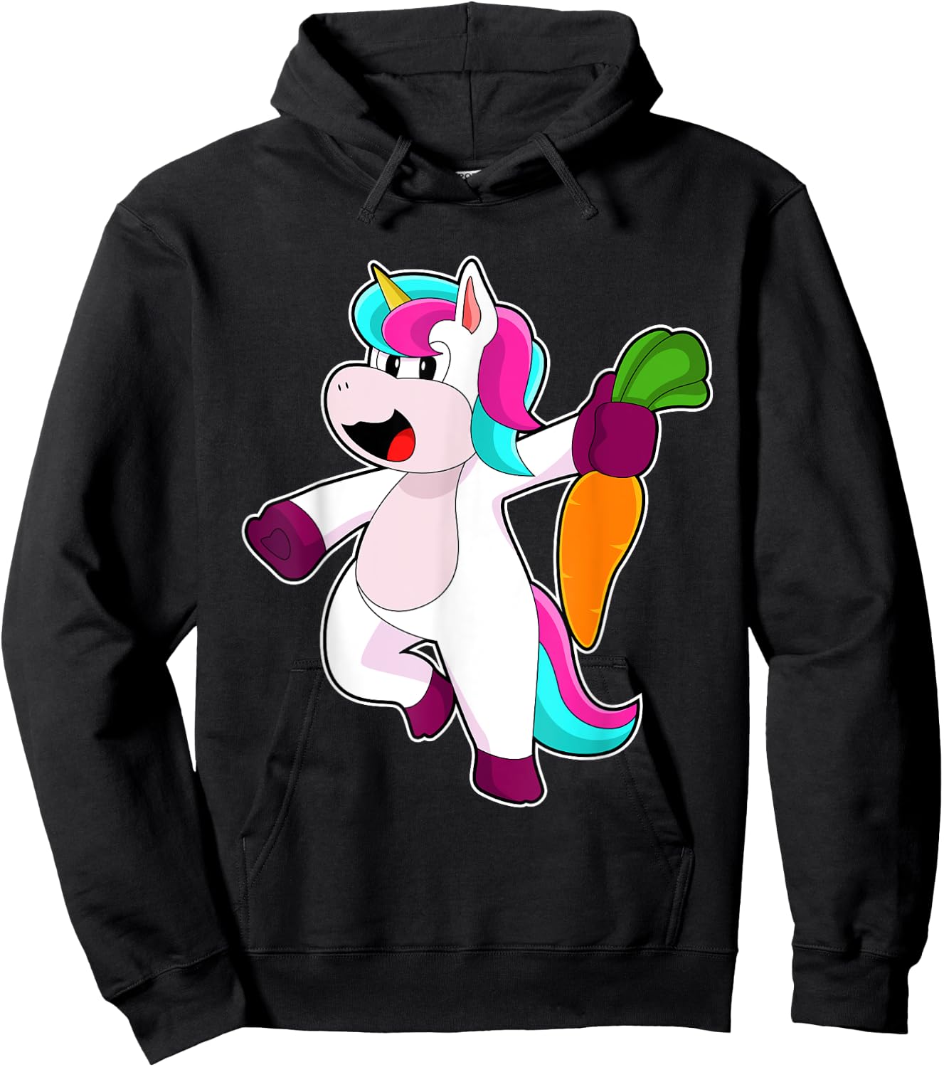 Unicorn Carrot Vegetables Hoodie - Hoodie | Black