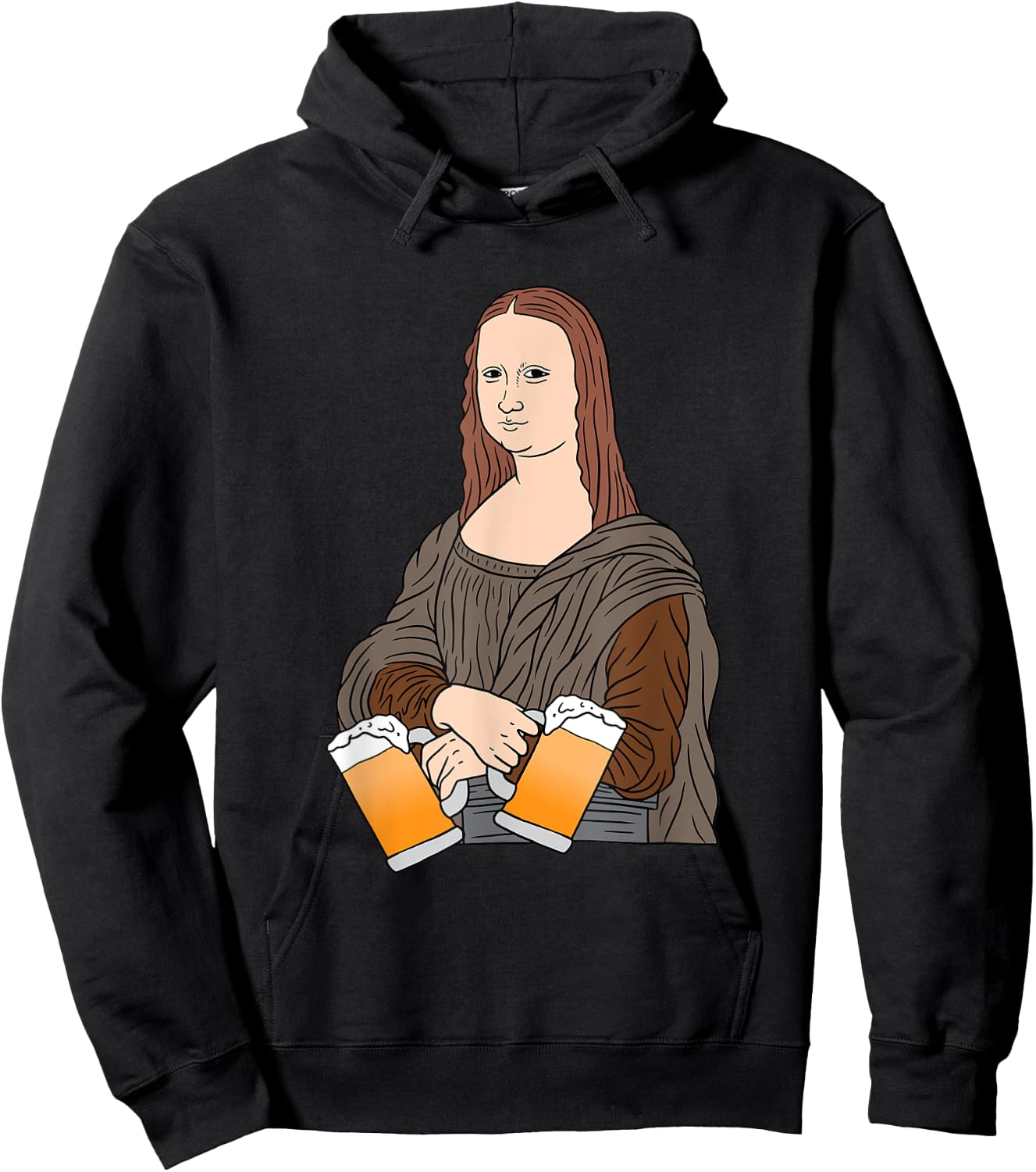 Mona Lisa by Leonardo Da Vinci Beer Party Alcohol Art Hoodie - Hoodie | Black