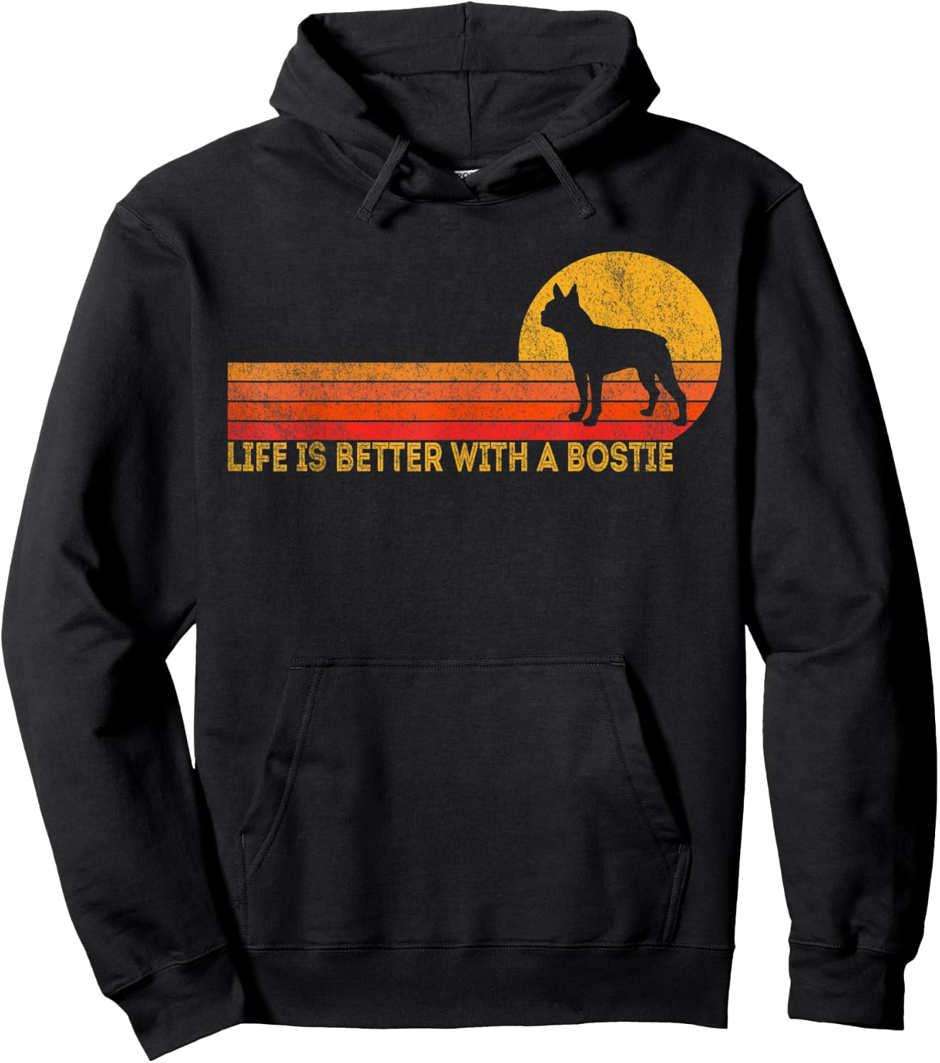 Life Is Better With A Bostie Retro Boston Terrier Vintage Hoodie - Hoodie | Black