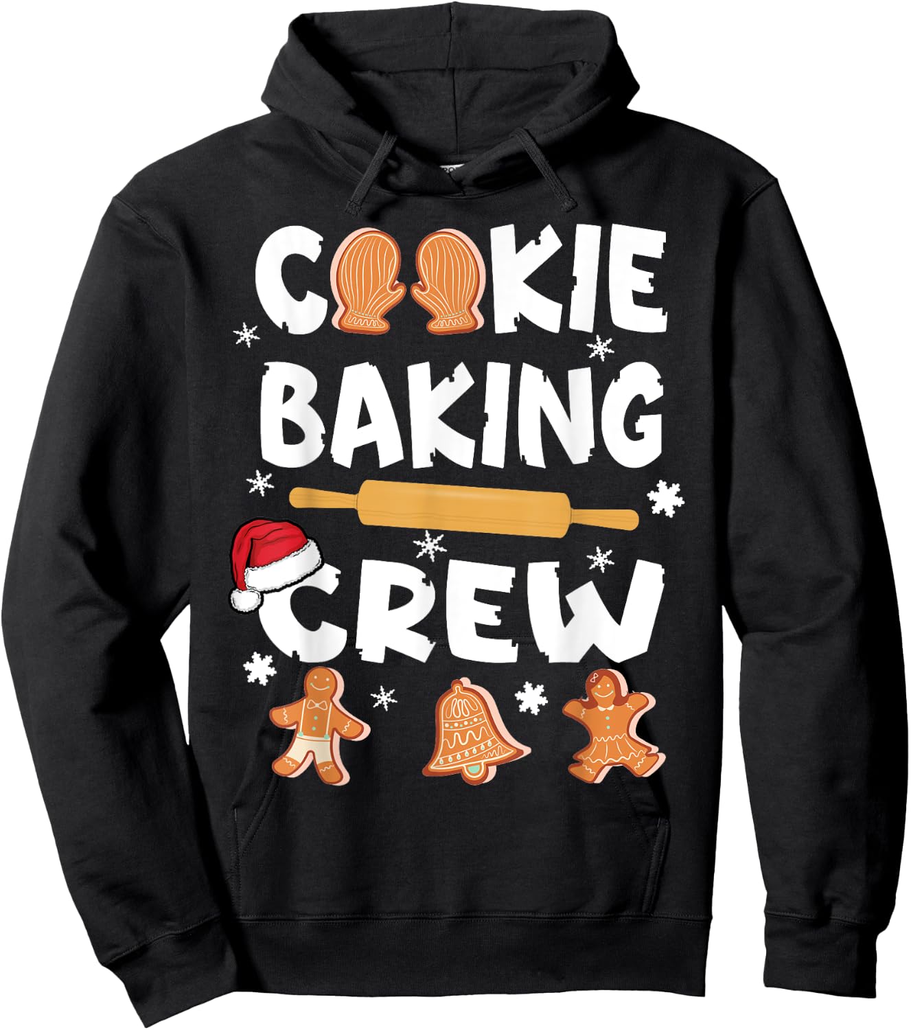 Cookie Baking Crew Funny Christmas 2022 Gingerbread Kids Hoodie - Hoodie | Black