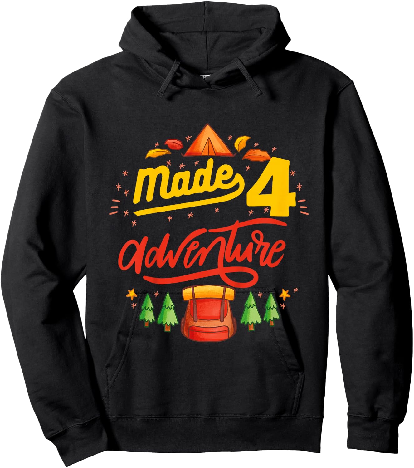 4th Birthday camping themed Party Made four adventure Hoodie - Hoodie | Black