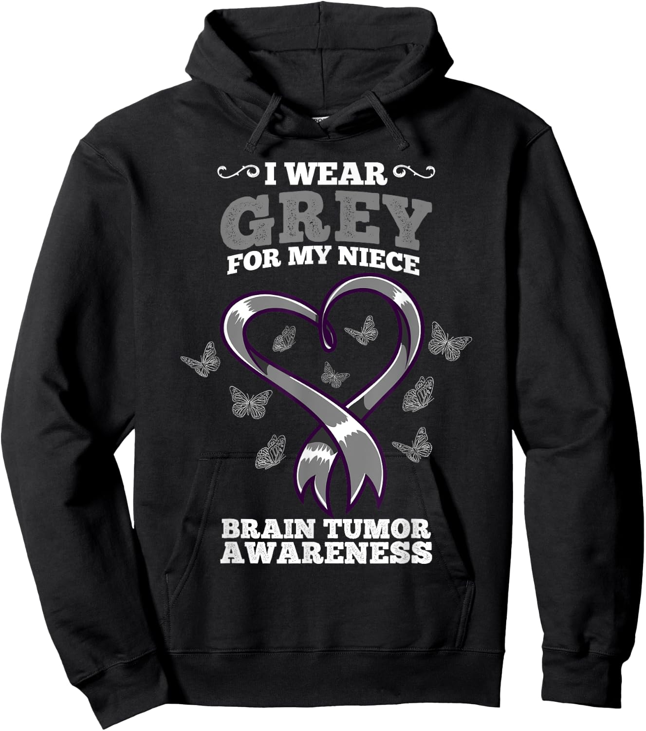 I Wear Grey For My Niece Brain Tumor Awareness Hoodie - Hoodie | Black
