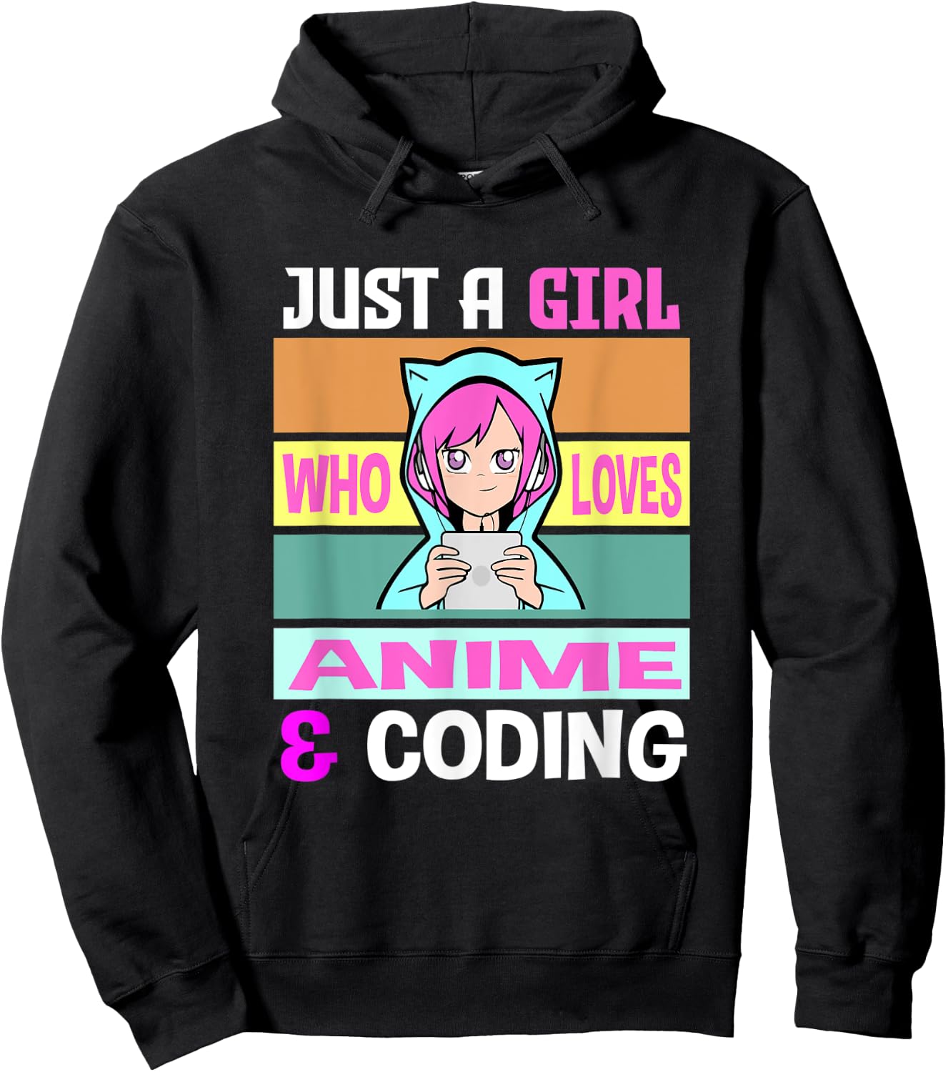 Girl Loves Anime Coding Coders Anime Merch Anime Lover Hoodie - Hoodie | Black