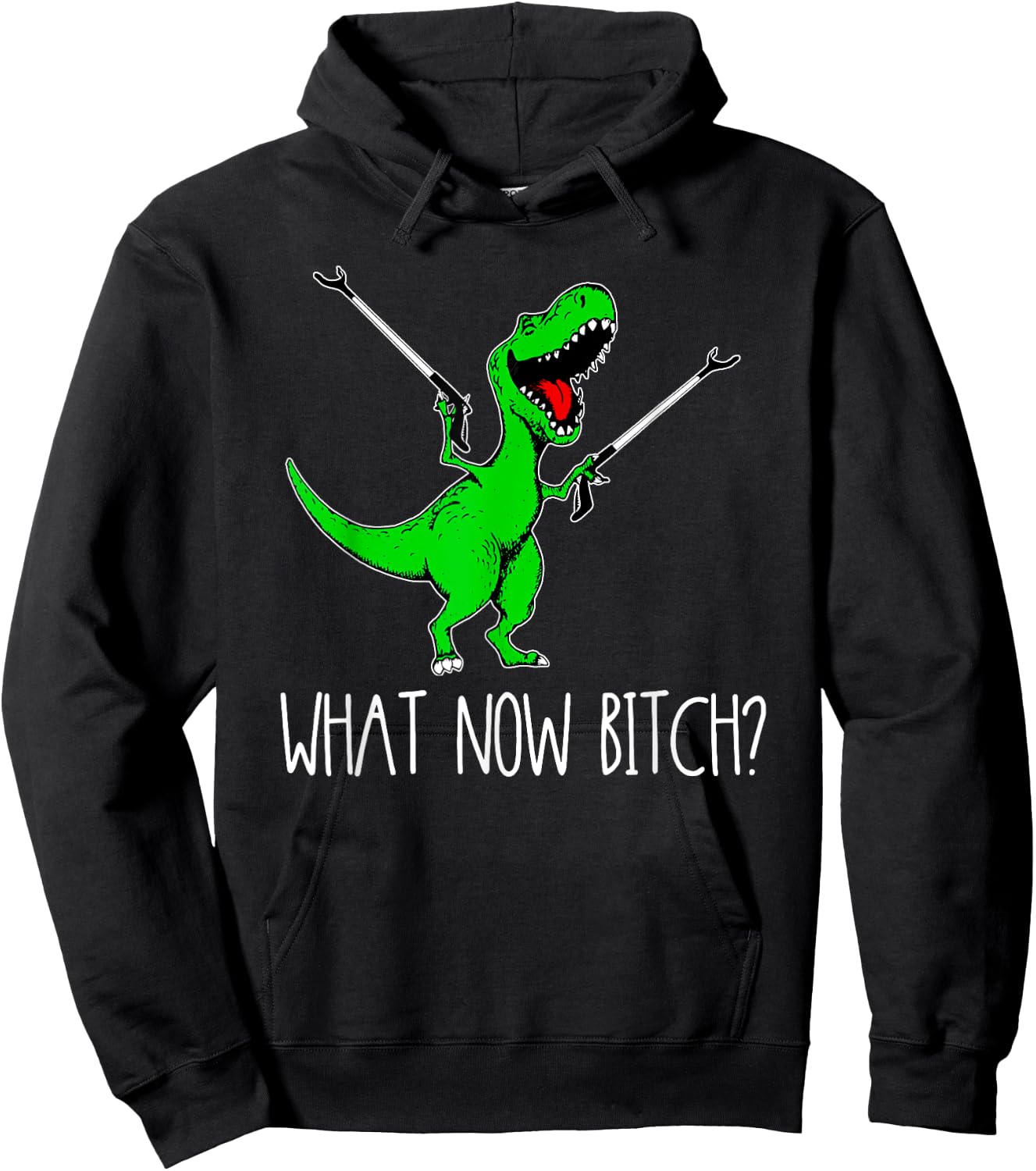 What Now Bitch Funny T Rex Dinosaur Hoodie - Hoodie | Black