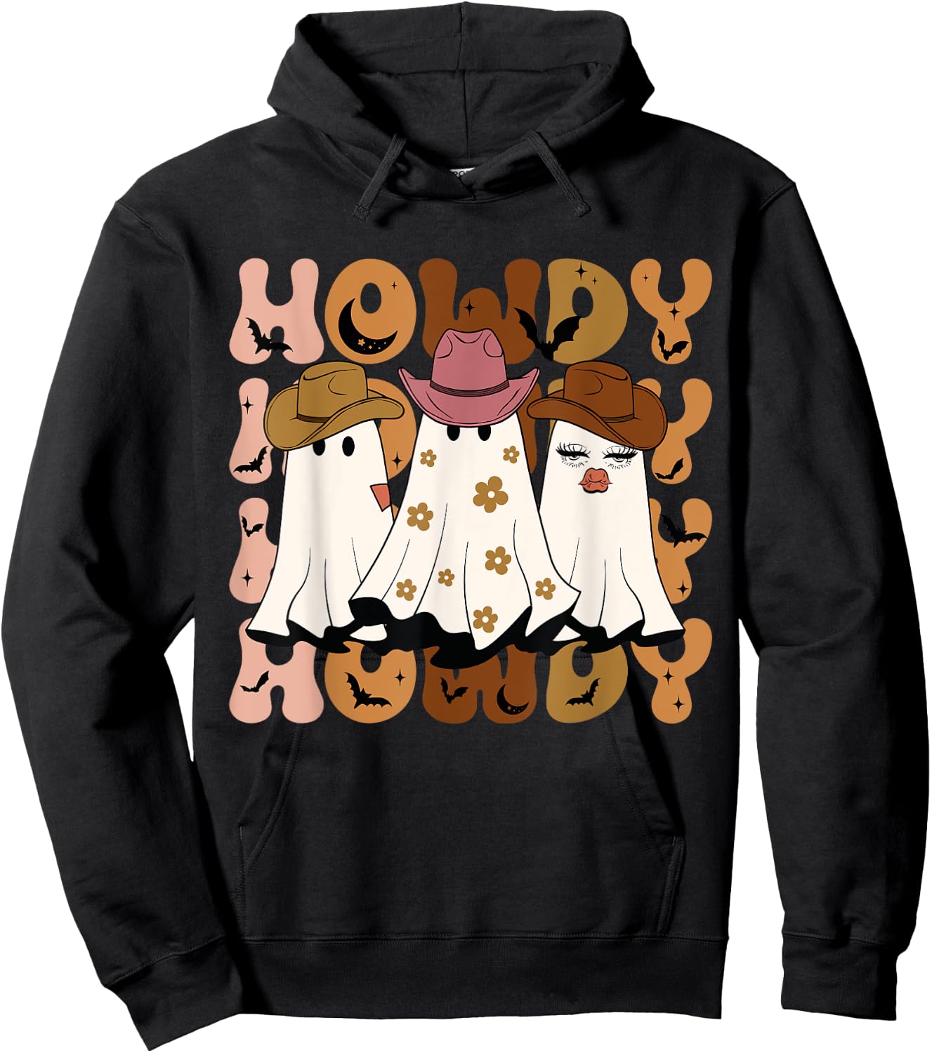 Howdy Ghost Halloween Rodeo Western Howdy Cowboy Cowgirl Hoodie - Hoodie | Black