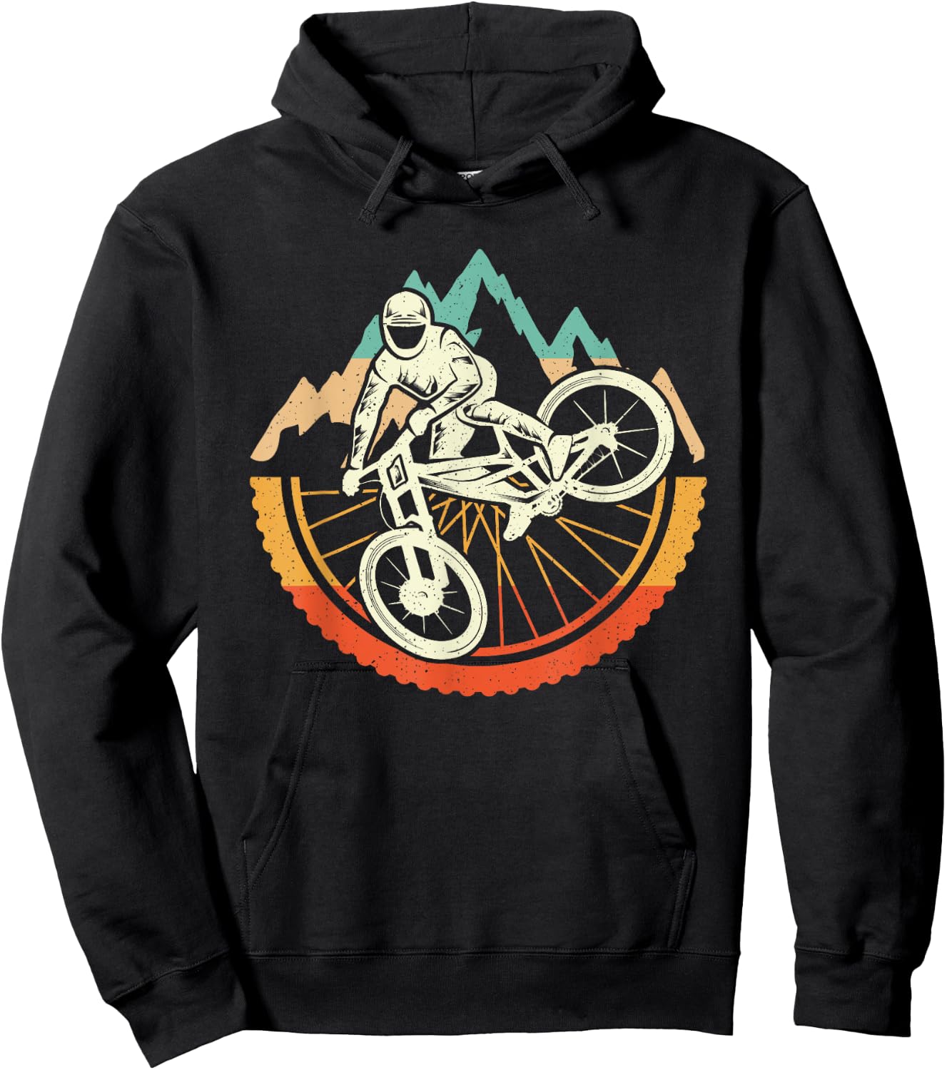 Mountain Bike Downhill Biker Vintage Men Boys MTB Hoodie - Hoodie | Black