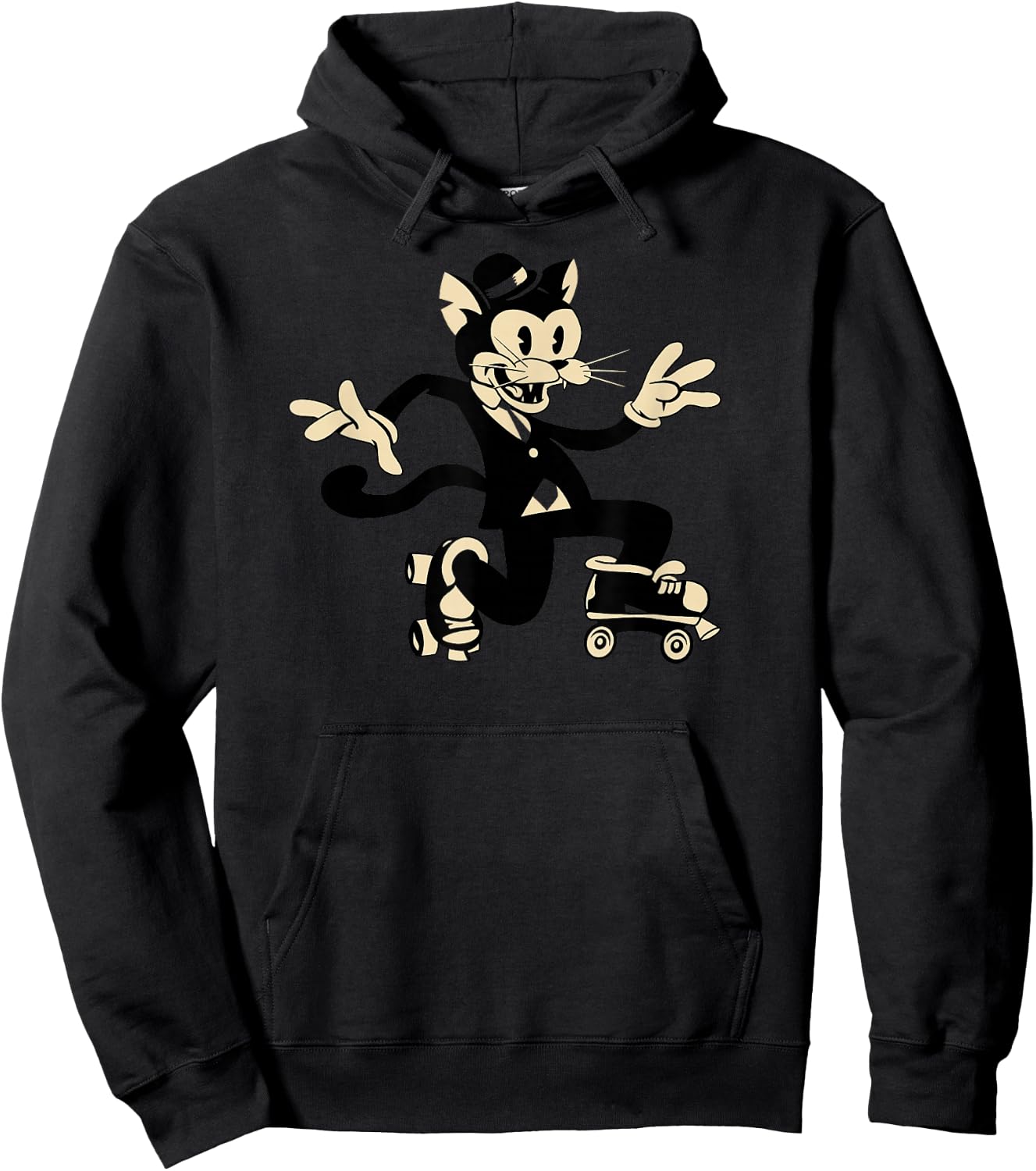 Cat in Roller Derby Skates - Old School Roller-Skating Kitty Women Girls Kids Hoodie - Hoodie | Black