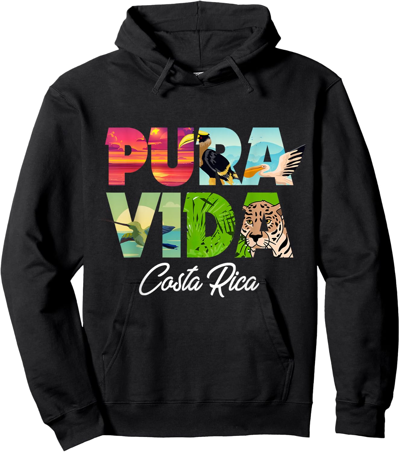 Pura Vida Costa Rica Souvenir - Cool Central America Travel Hoodie - Hoodie | Black